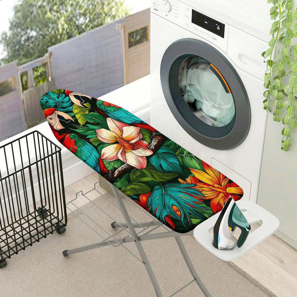 1-Piece Tropical Parrot Flower  Ironing Board Cover, Universal Size, Without Board