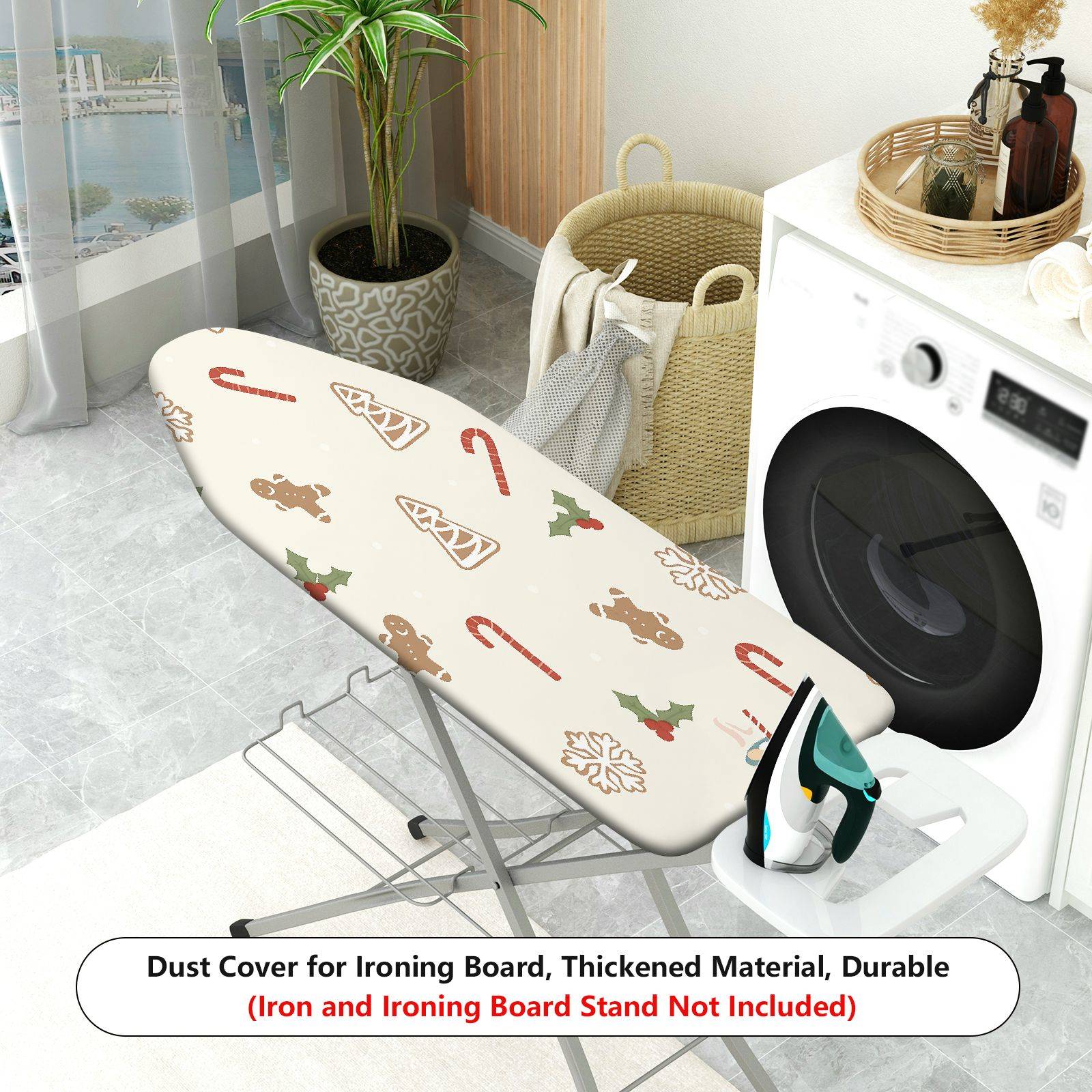 1-Piece Gingerbread Christmas Candy  Ironing Board Cover, Universal Size, Without Board