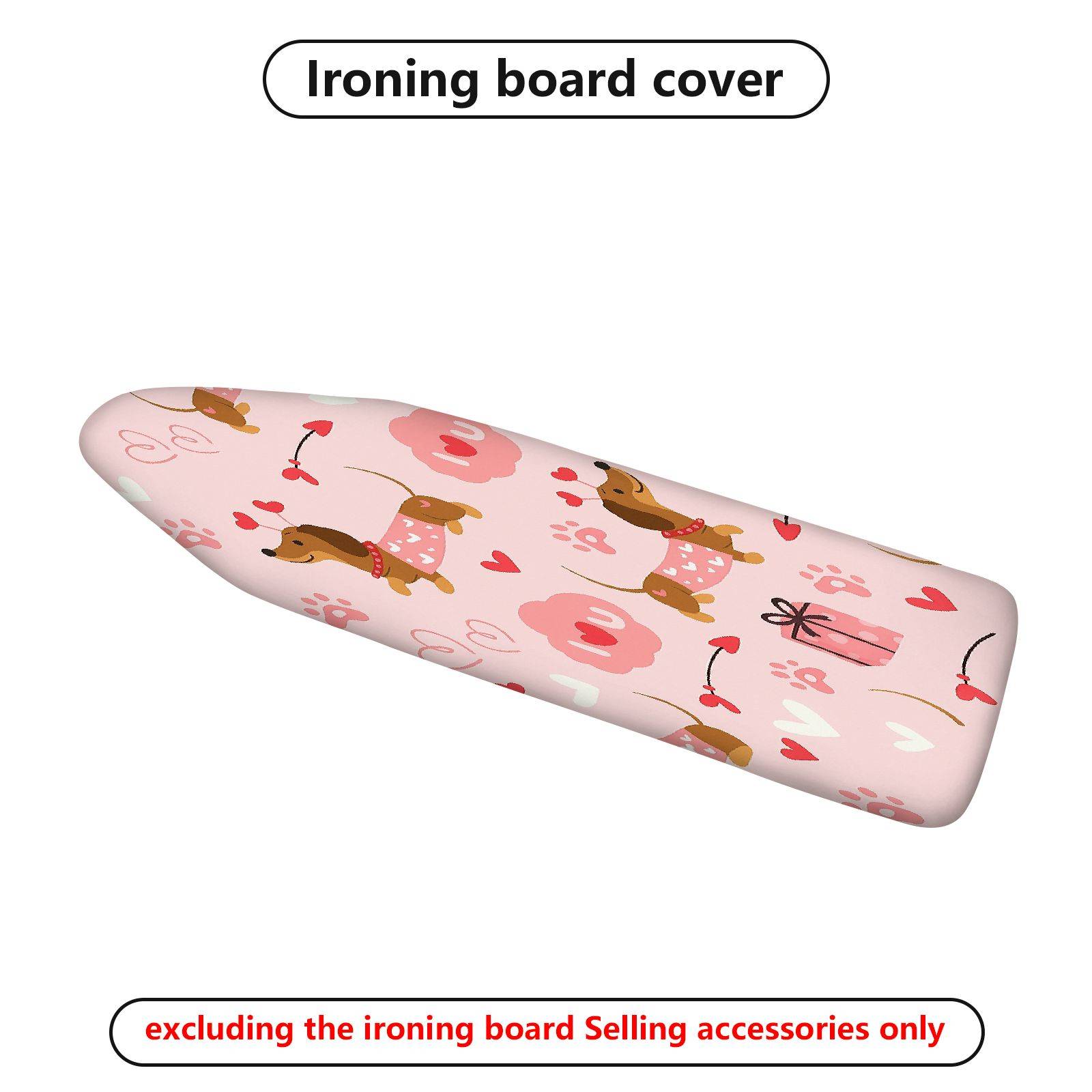 1-Piece Dog Floral Pink  Ironing Board Cover, Universal Size, Without Board