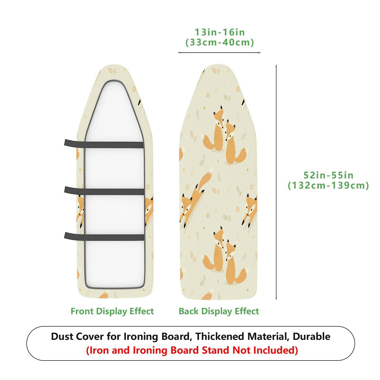1-Piece Fox Pattern Animal Nature Print  Ironing Board Cover, Universal Size, Without Board