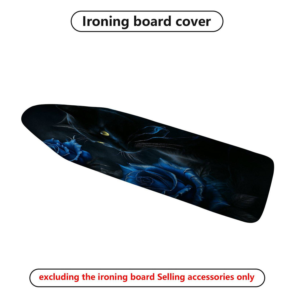 1-Piece Black Cat Blue Rose Dark  Ironing Board Cover, Universal Size, Without Board