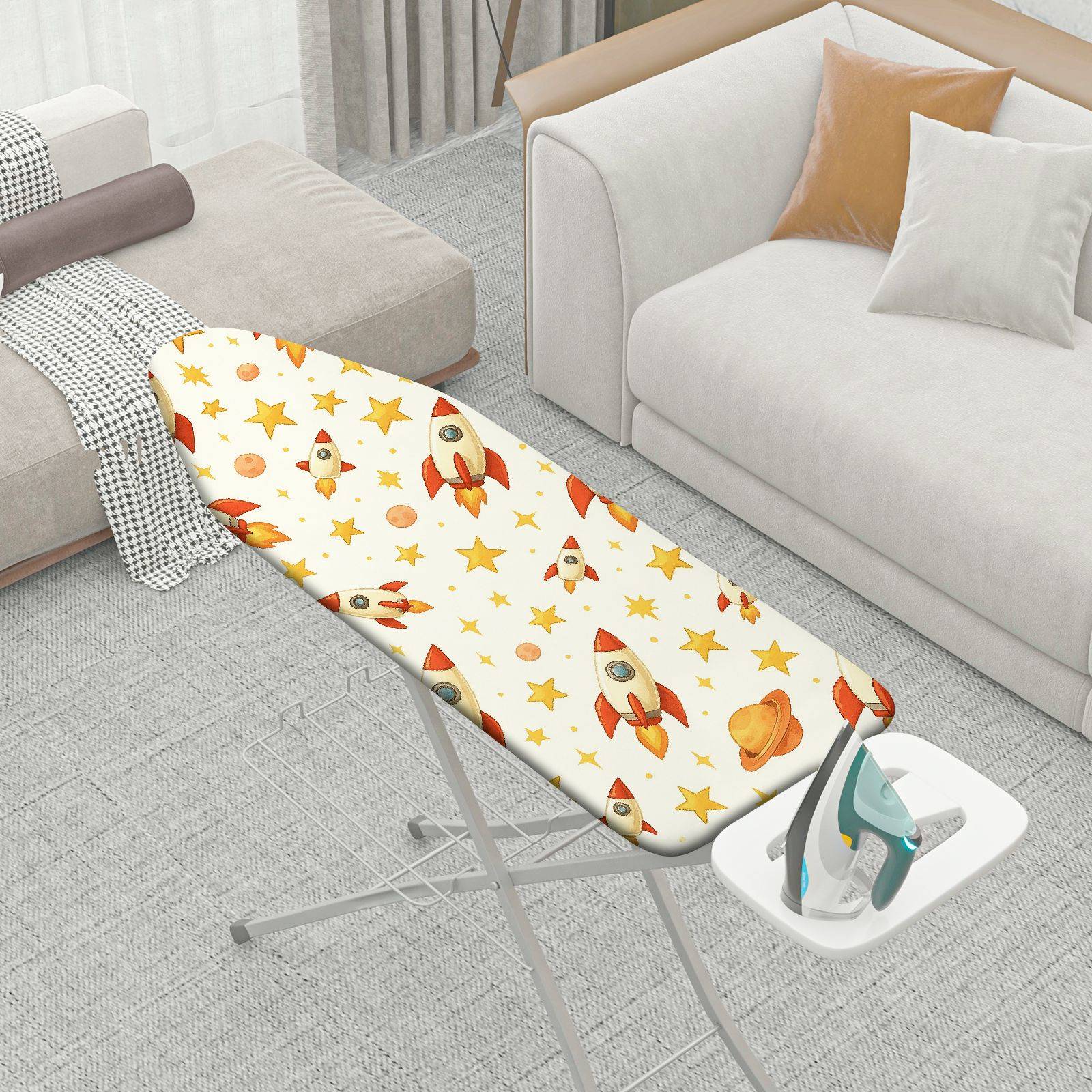 1-Piece Rocket Star Planet  Ironing Board Cover, Universal Size, Without Board