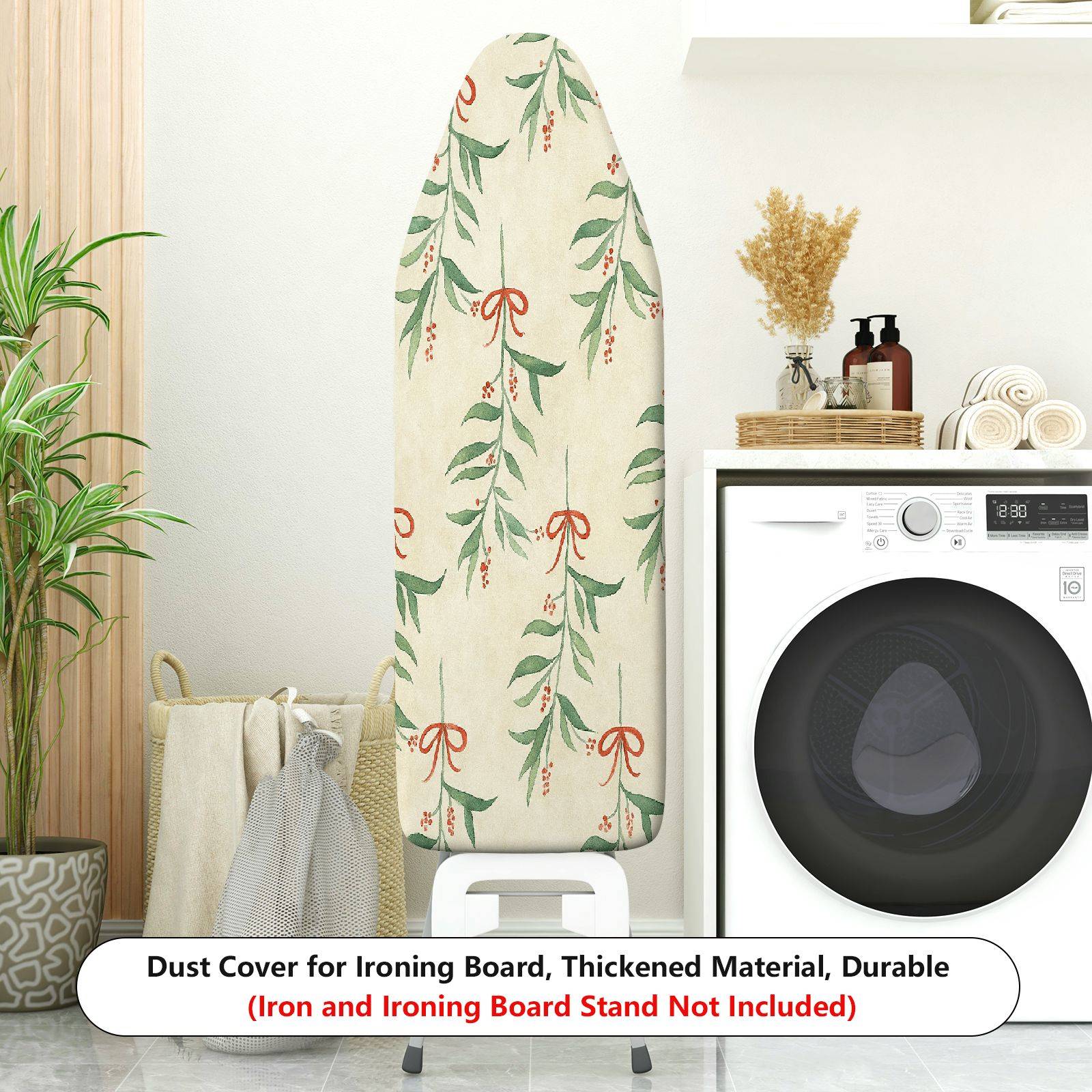 1-Piece Christmas Leaf Bowknot Pattern  Ironing Board Cover, Universal Size, Without Board