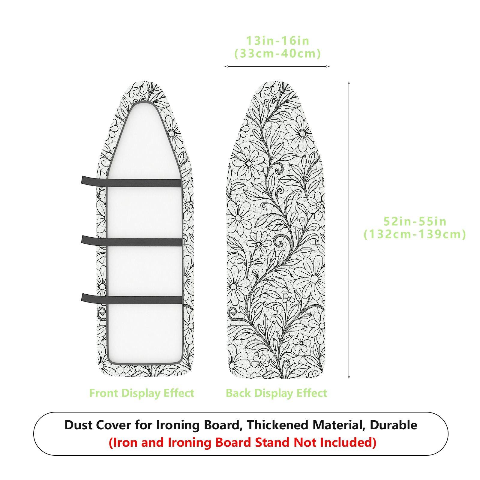 1-Piece Floral Pattern Leaf Design Black and White  Ironing Board Cover, Universal Size, Without Board