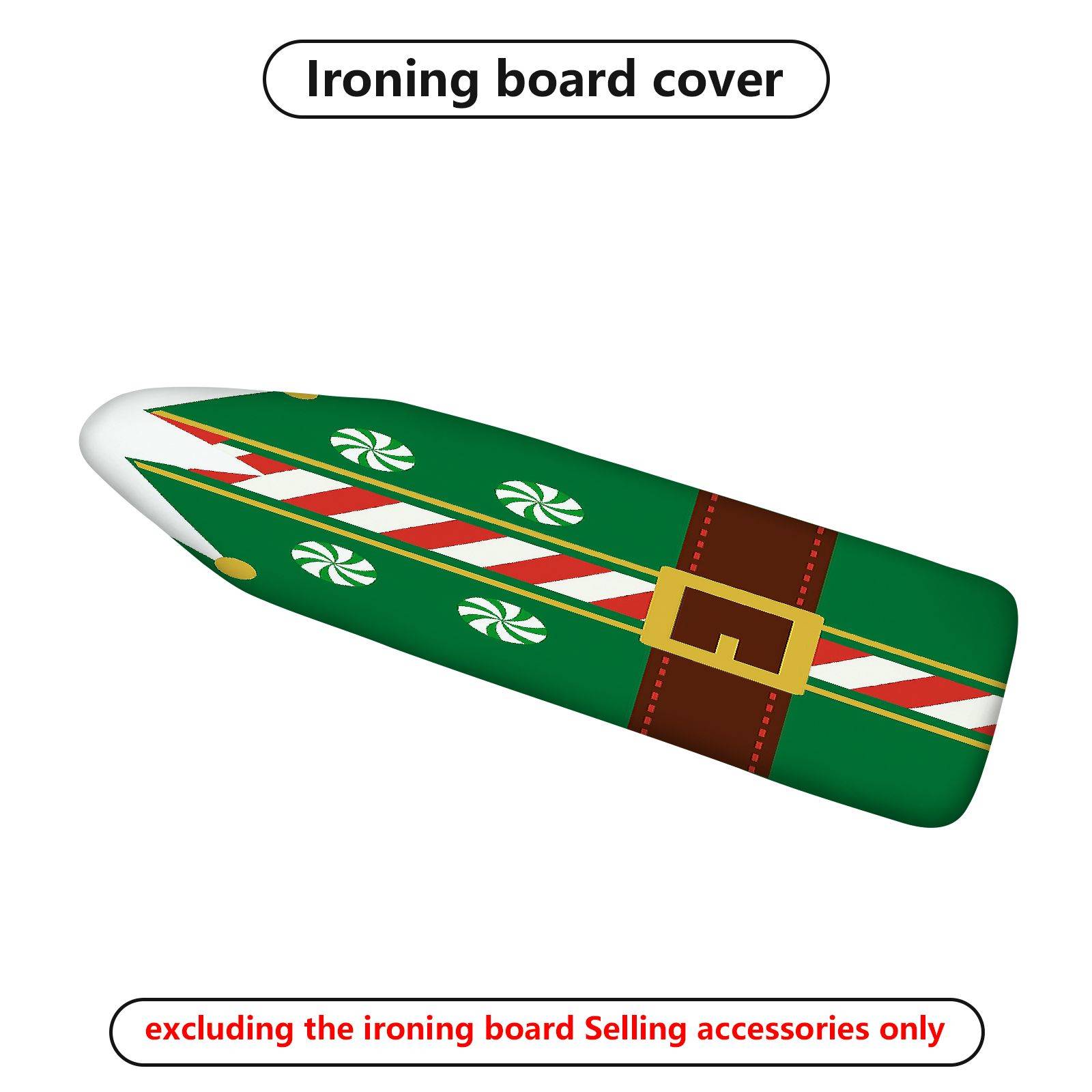 1-Piece Christmas Elf Candy Cane  Ironing Board Cover, Universal Size, Without Board