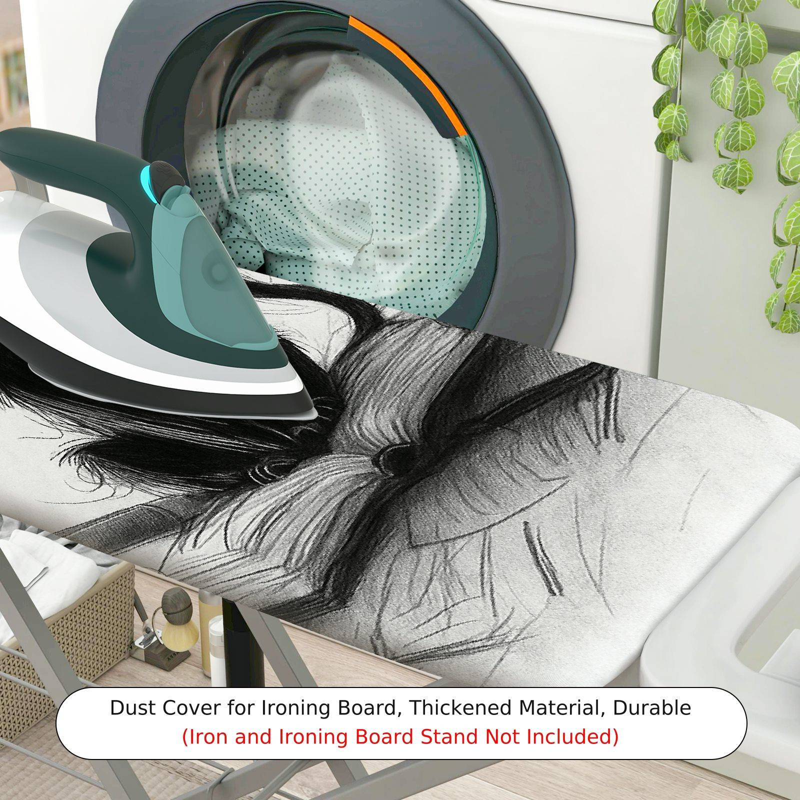 1-Piece Sketch Cat Feline Art  Ironing Board Cover, Universal Size, Without Board