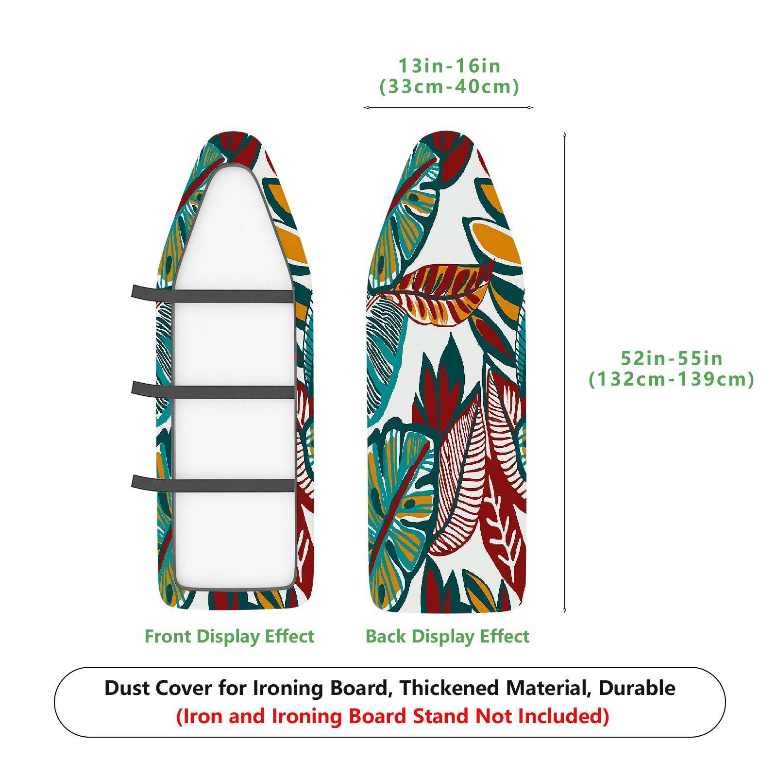1-Piece Leaves Floral Tropical  Ironing Board Cover, Universal Size, Without Board