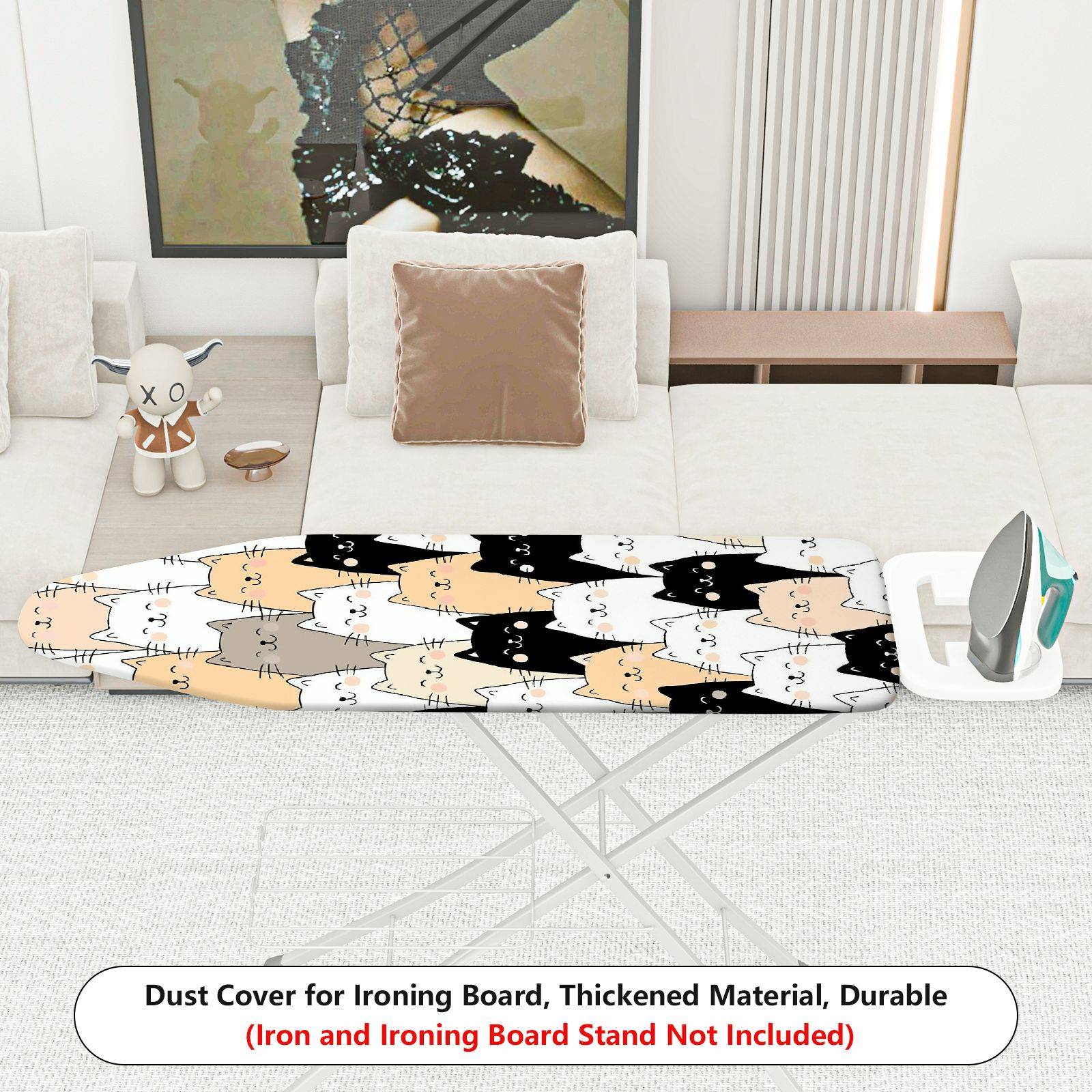 1-Piece Cat Pattern Minimalist Modern  Ironing Board Cover, Universal Size, Without Board