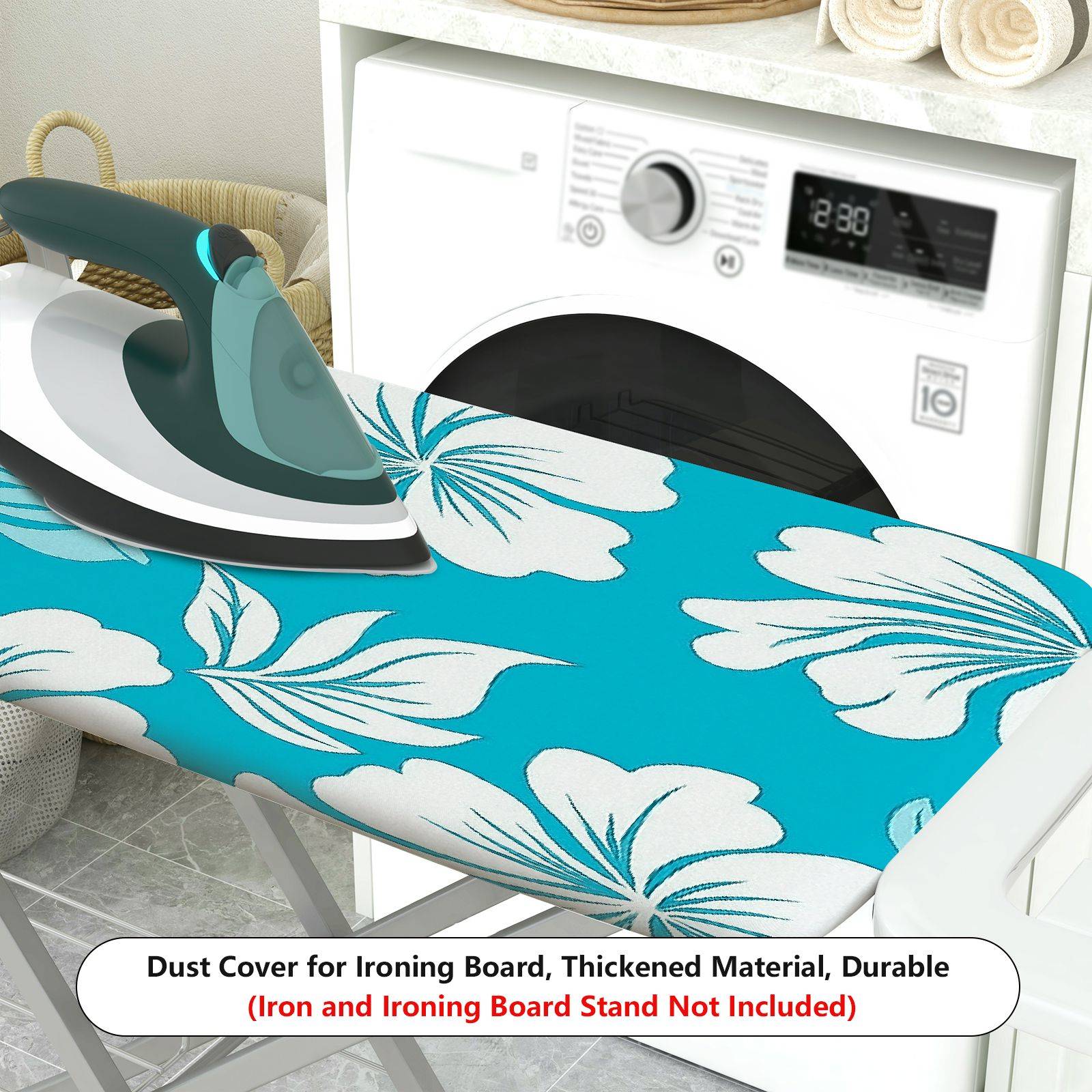 1-Piece Tropical Floral Leaves Blue  Ironing Board Cover, Universal Size, Without Board
