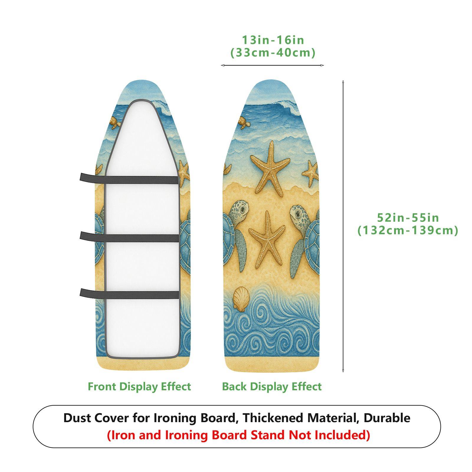 1-Piece Ocean Turtle Starfish Beach  Ironing Board Cover, Universal Size, Without Board