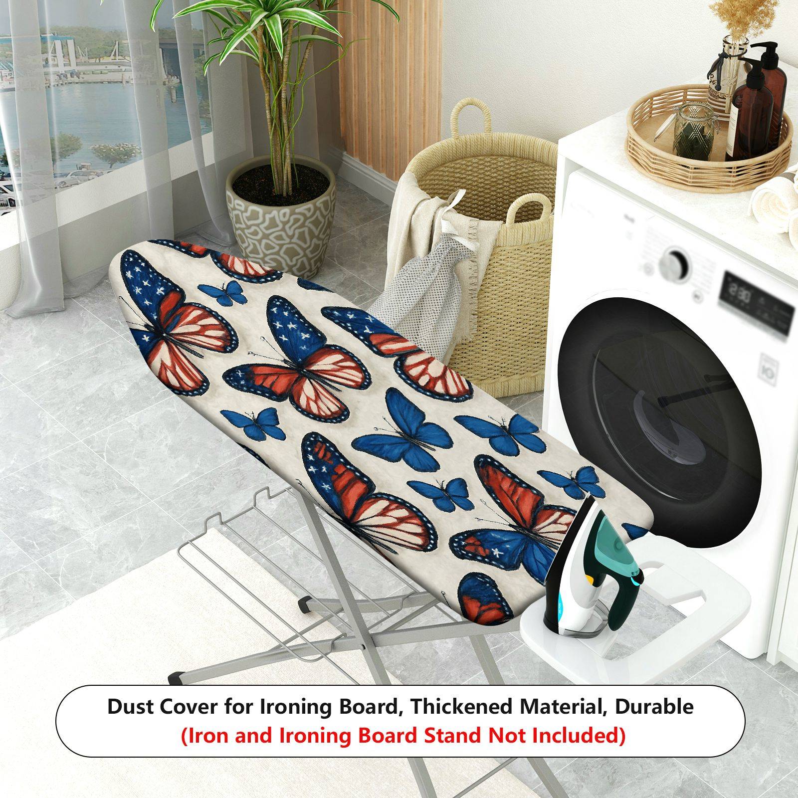 1-Piece Butterfly Stars Pattern Blue Red  Ironing Board Cover, Universal Size, Without Board