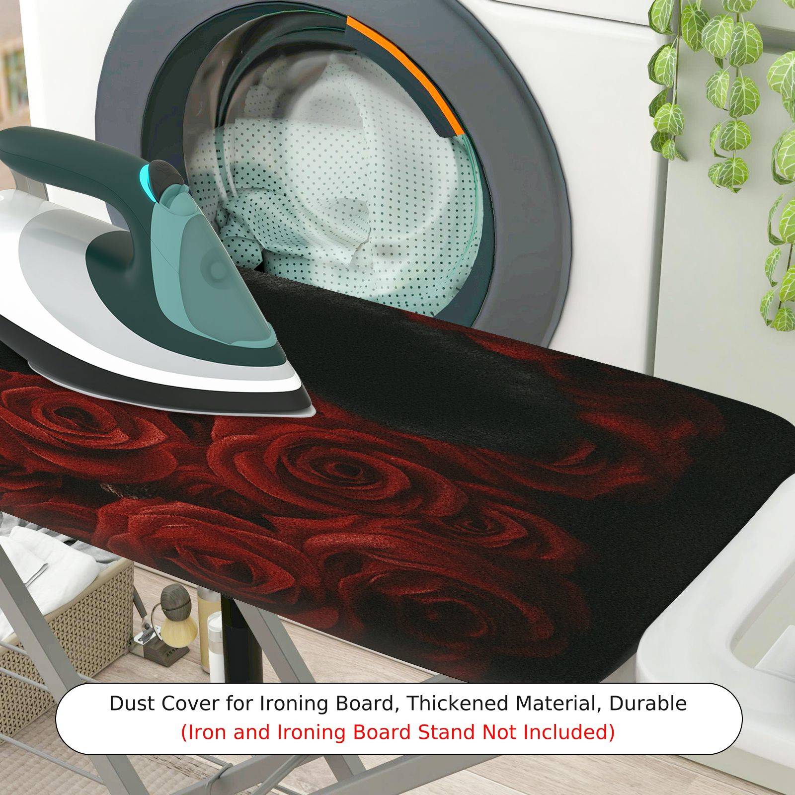 1-Piece Black Cat Rose Elegant  Ironing Board Cover, Universal Size, Without Board