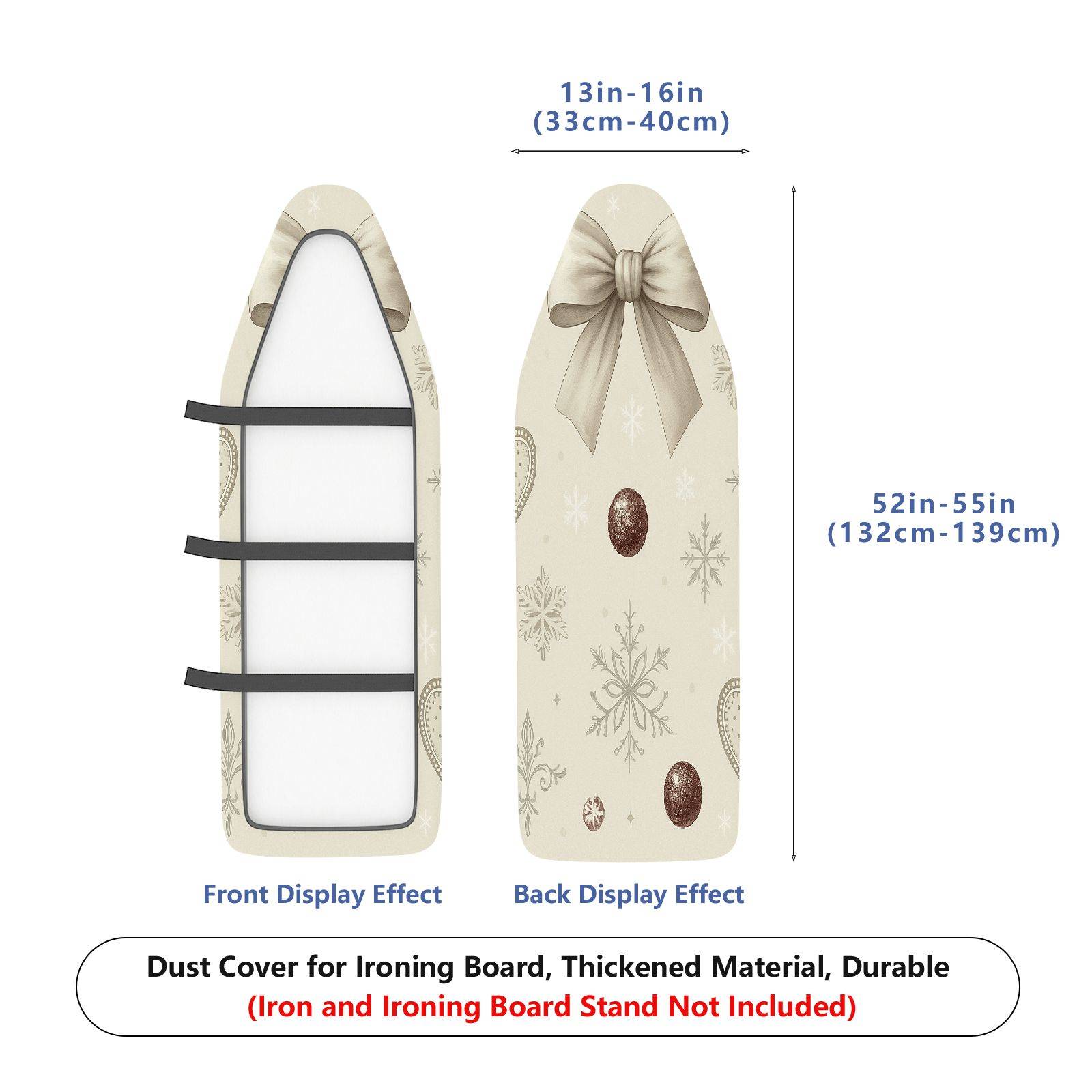1-Piece Christmas Bow Snowflake  Ironing Board Cover, Universal Size, Without Board
