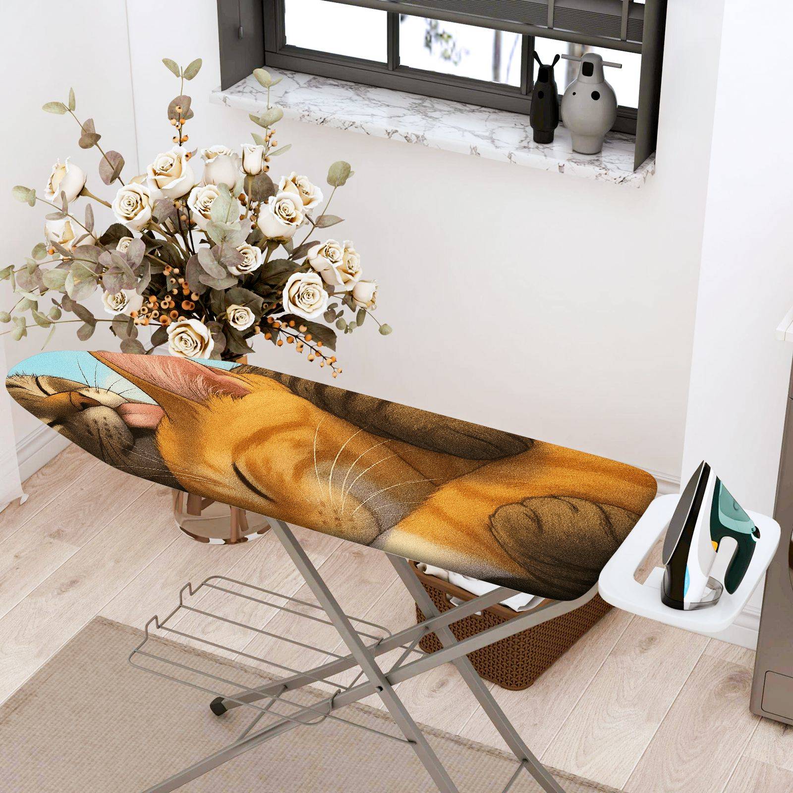 1-Piece Cute Cat Sleeping Peaceful  Ironing Board Cover, Universal Size, Without Board