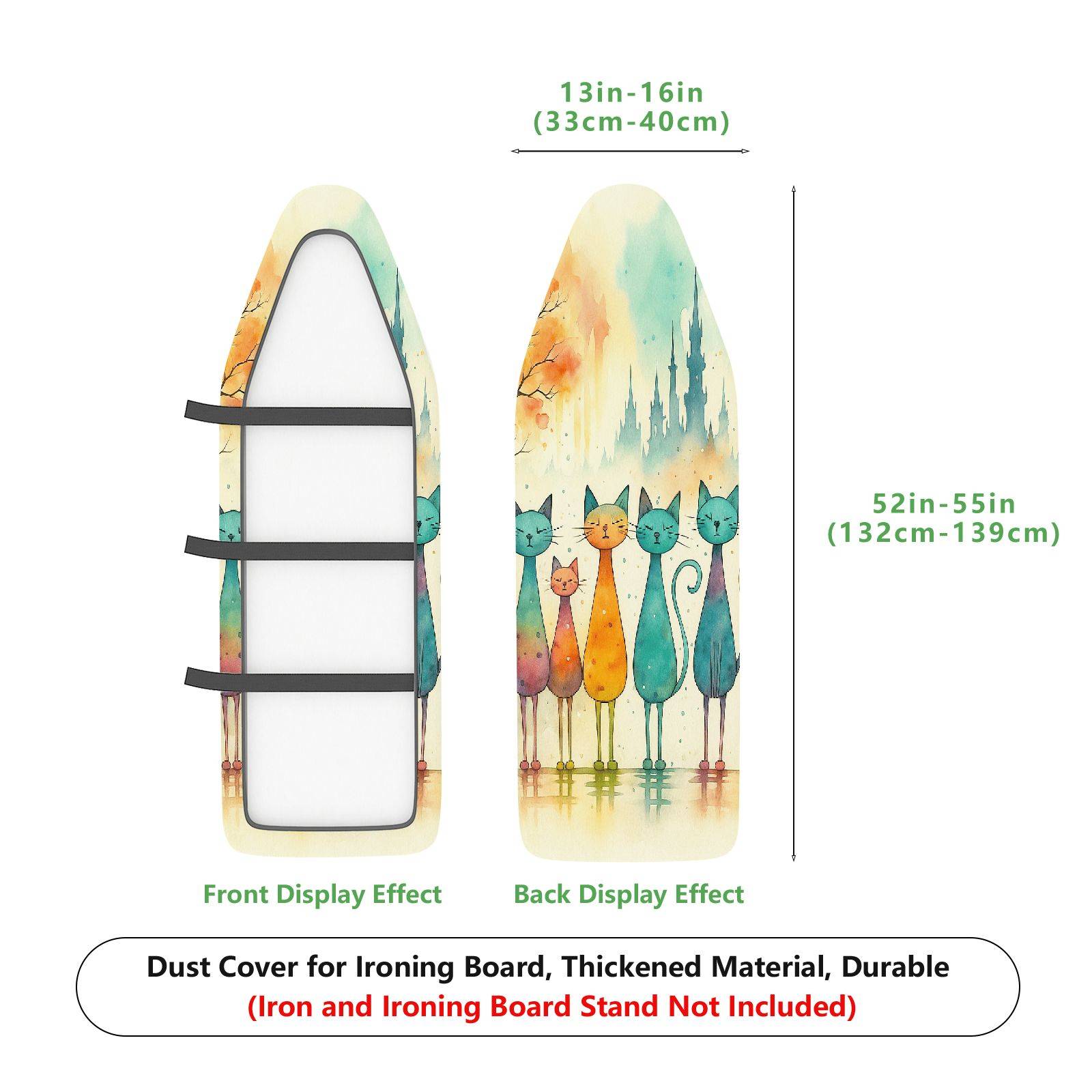 1-Piece Colorful Cat Abstract  Ironing Board Cover, Universal Size, Without Board
