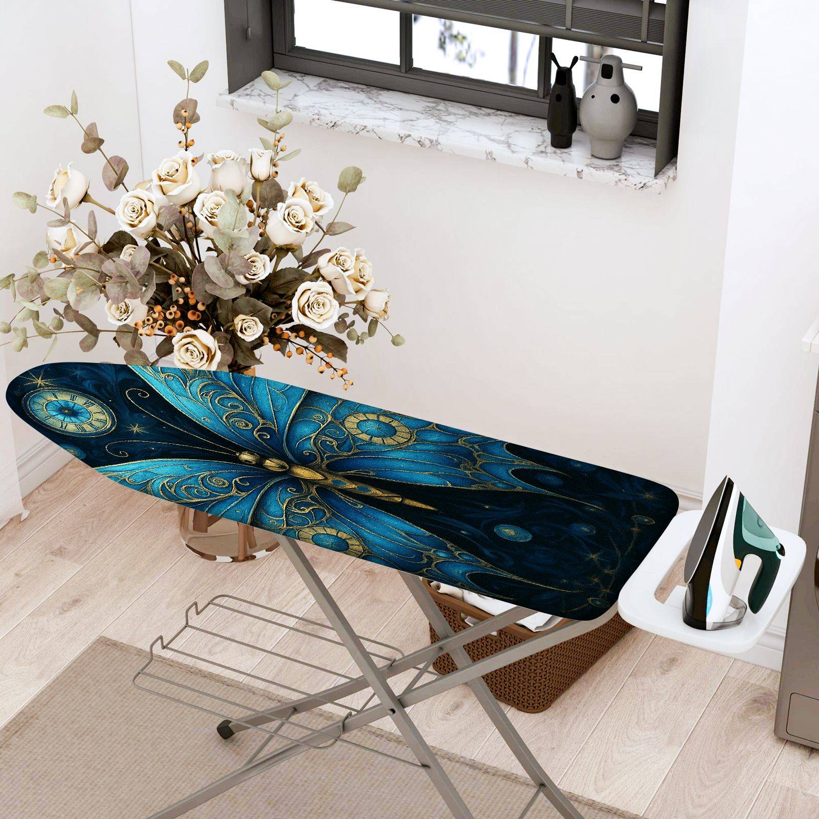 1-Piece Butterfly Clock Stars  Ironing Board Cover, Universal Size, Without Board