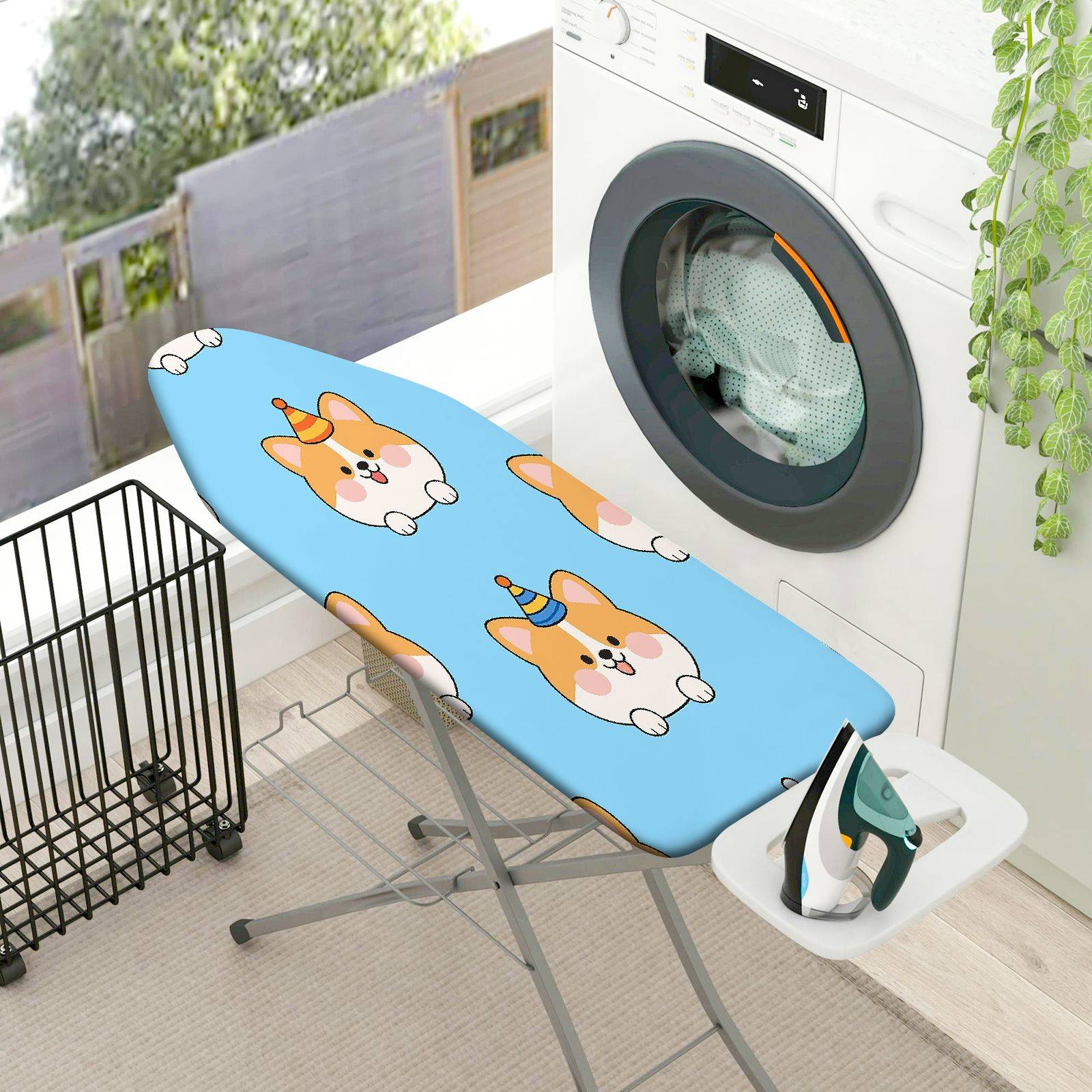 1-Piece Dog Party Hat Blue  Ironing Board Cover, Universal Size, Without Board