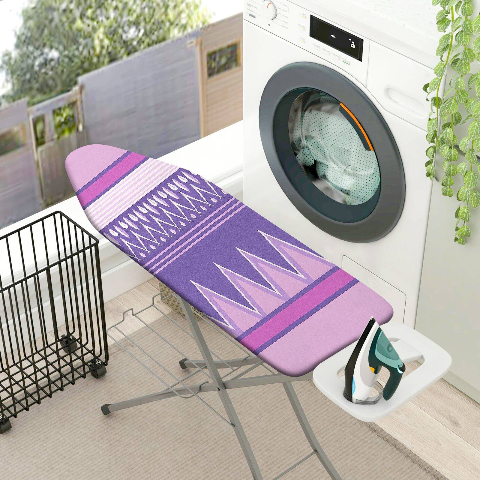 1-Piece Purple Striped Geometric  Ironing Board Cover, Universal Size, Without Board
