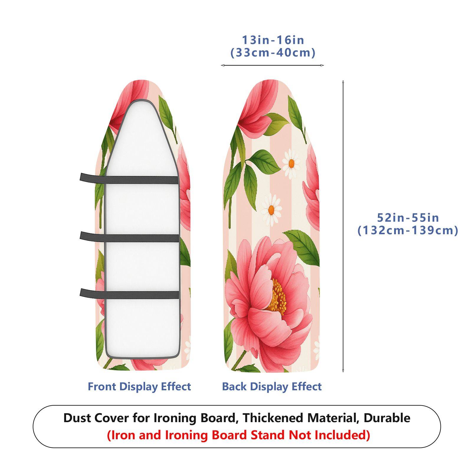 1-Piece Floral Striped Pastel  Ironing Board Cover, Universal Size, Without Board