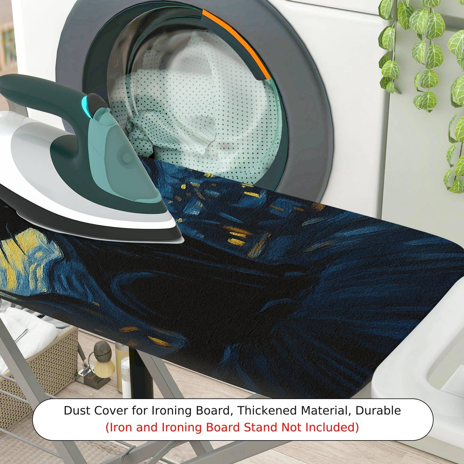 1-Piece Starry Night Cat Artistic  Ironing Board Cover, Universal Size, Without Board