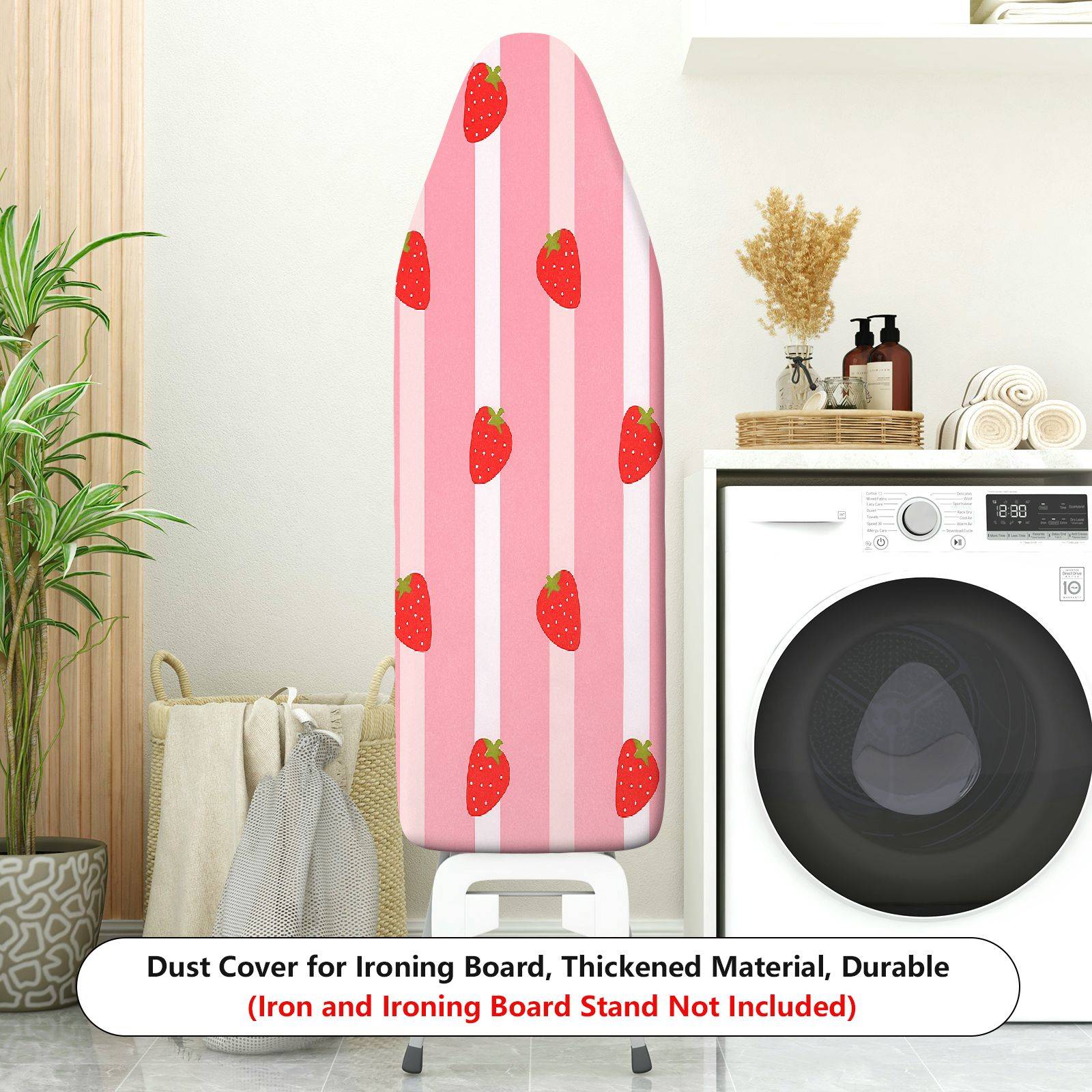 1-Piece Strawberry Pink Stripe Sweet  Ironing Board Cover, Universal Size, Without Board