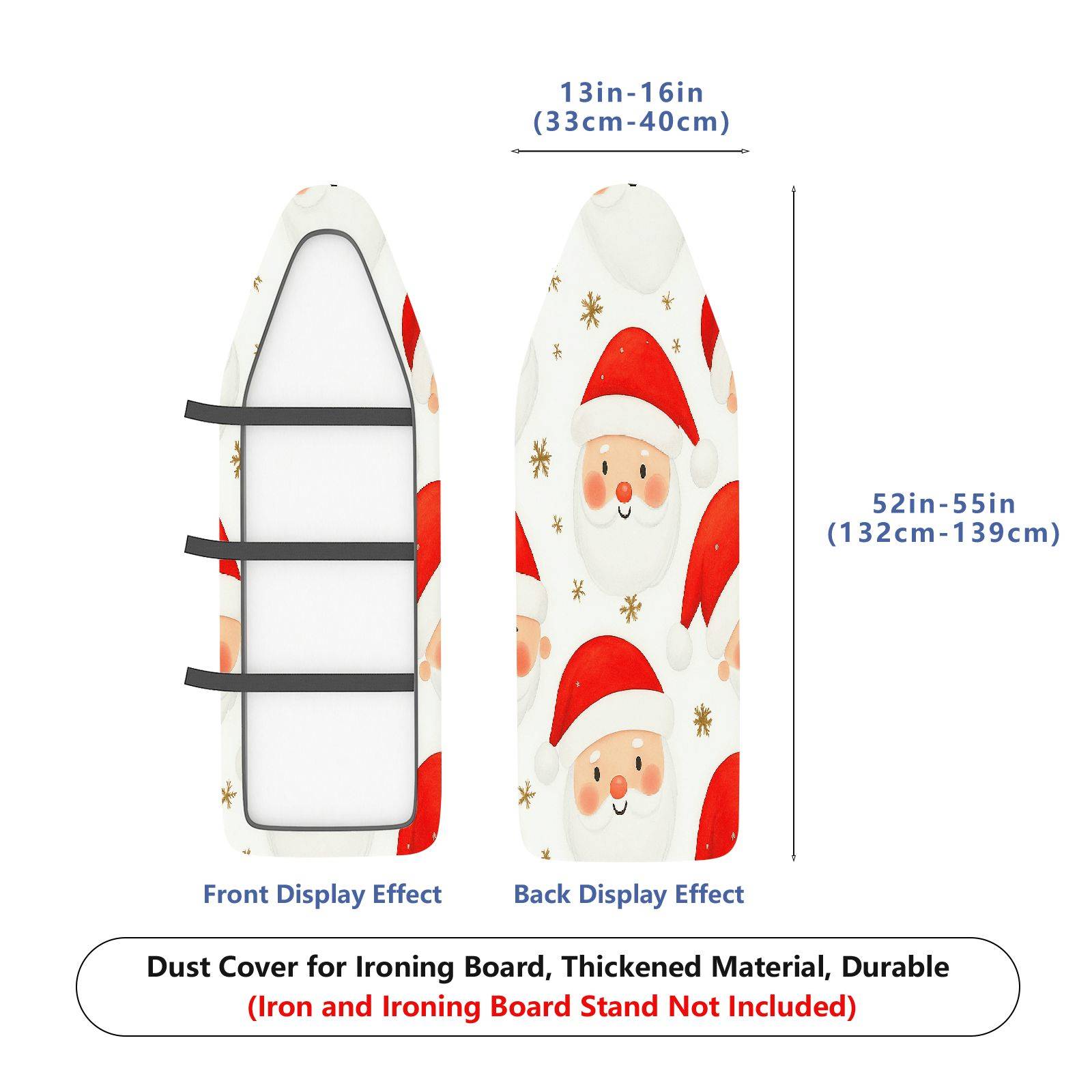 1-Piece Santa Claus Snowflake Holiday  Ironing Board Cover, Universal Size, Without Board