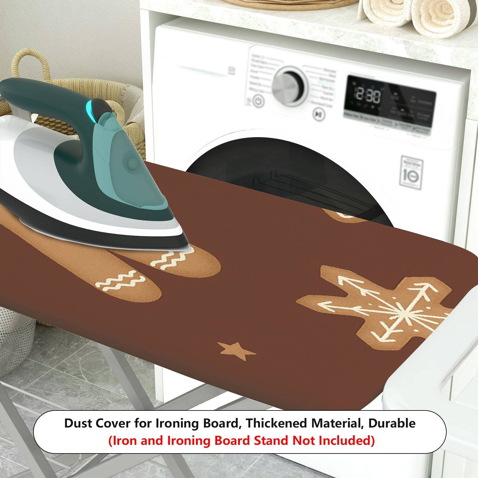 1-Piece Gingerbread Star Christmas  Ironing Board Cover, Universal Size, Without Board