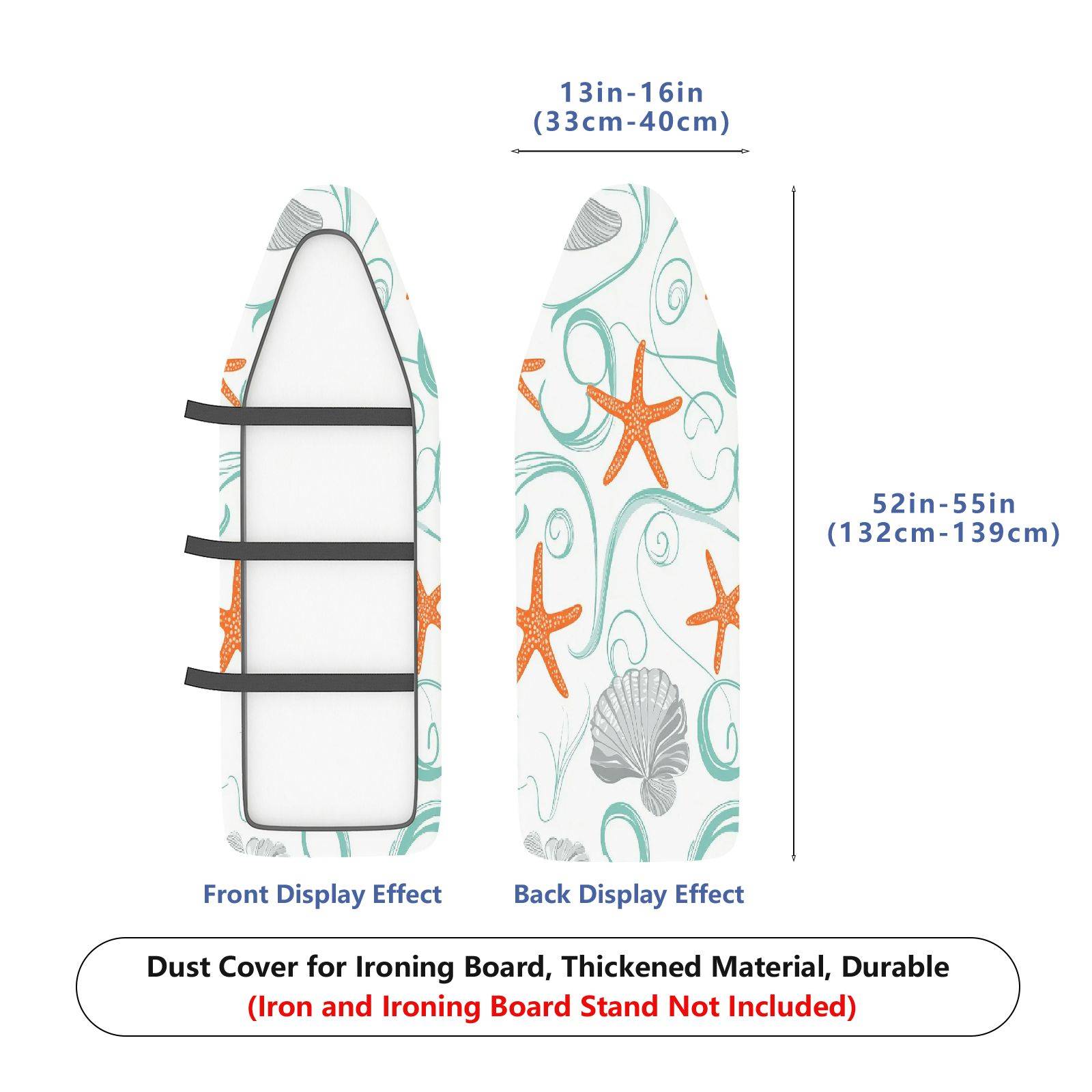 1-Piece Starfish Seashell Wave  Ironing Board Cover, Universal Size, Without Board