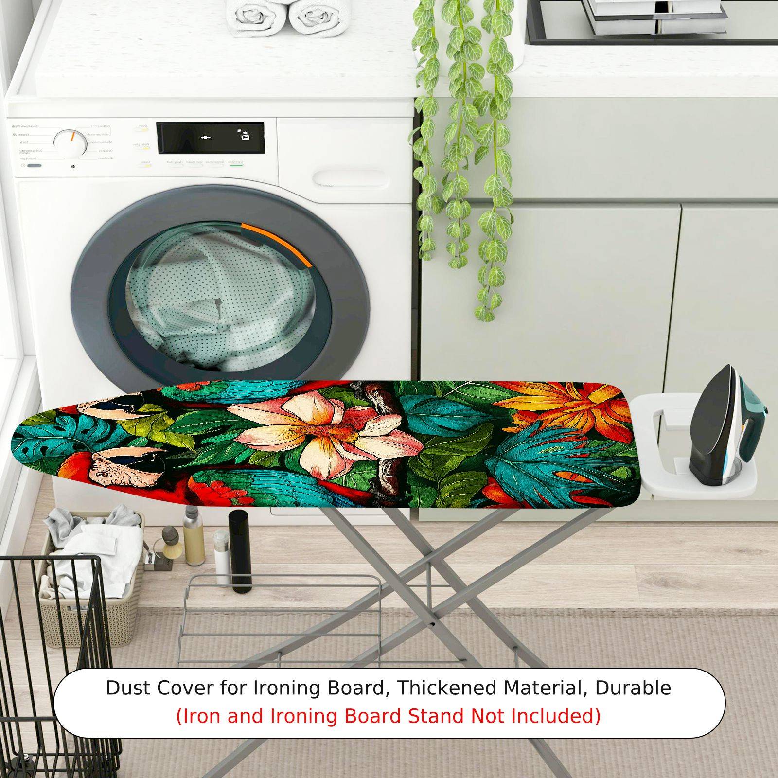 1-Piece Tropical Parrot Flower  Ironing Board Cover, Universal Size, Without Board