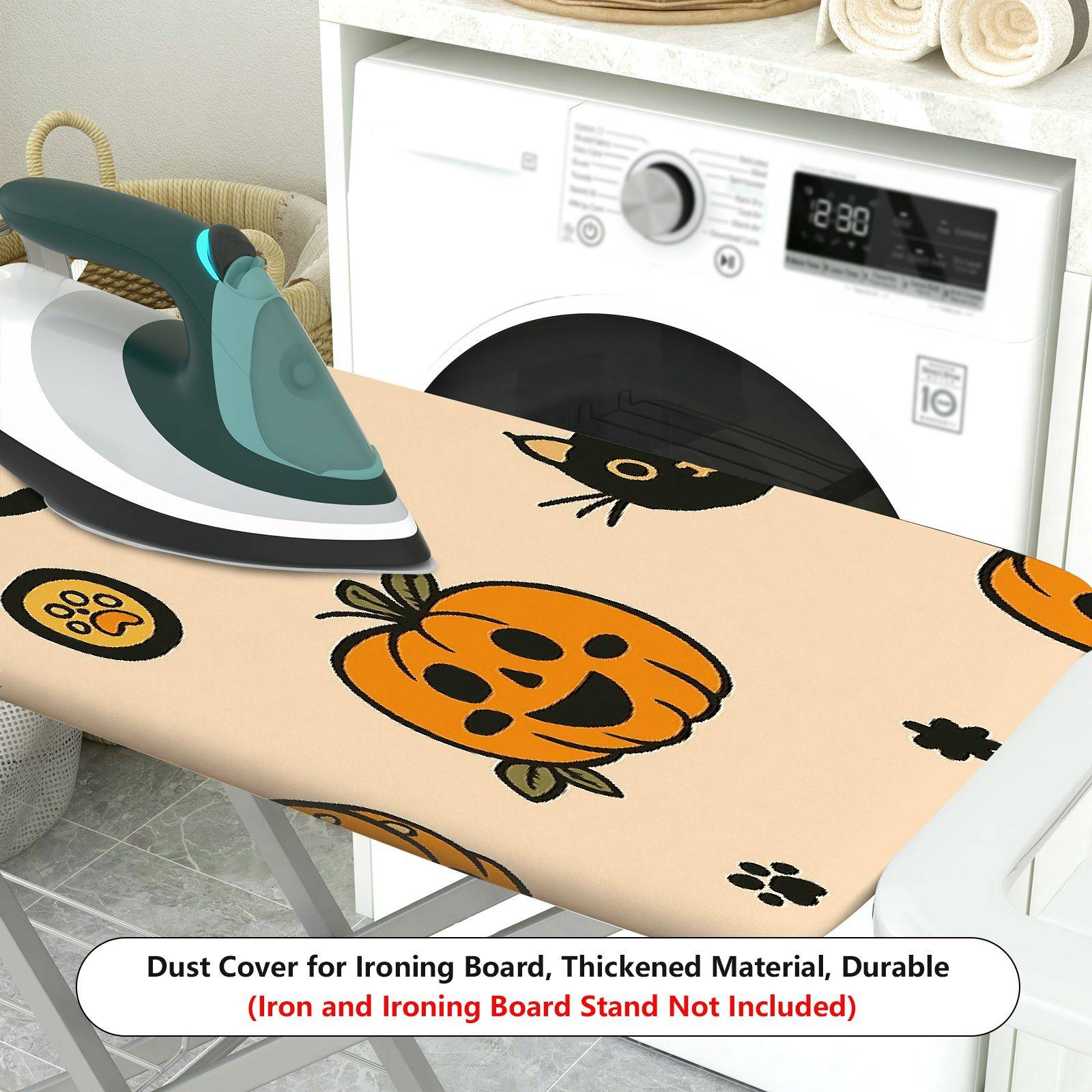 1-Piece Halloween Black Cat Pumpkin  Ironing Board Cover, Universal Size, Without Board