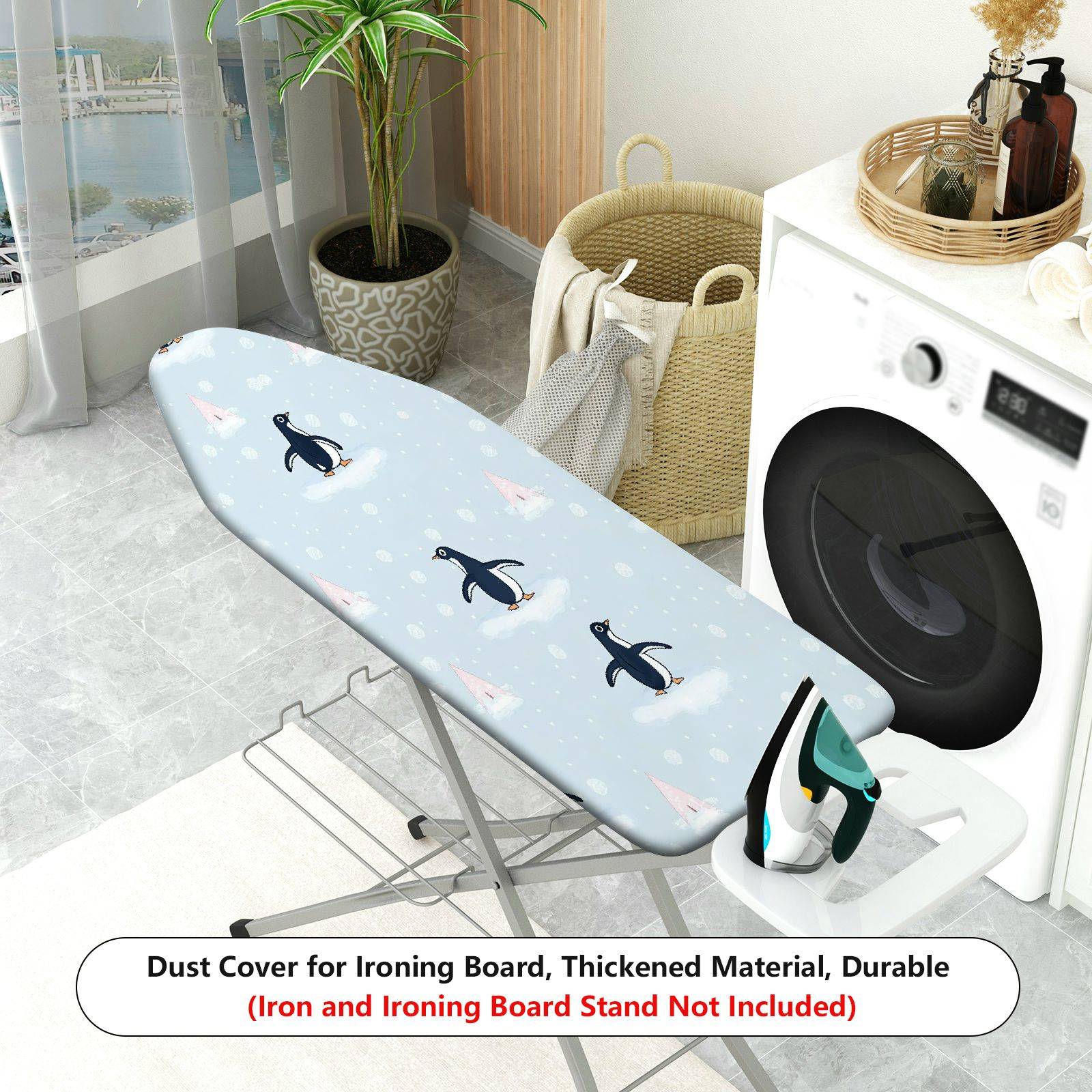 1-Piece Penguin Snowflake Christmas  Ironing Board Cover, Universal Size, Without Board