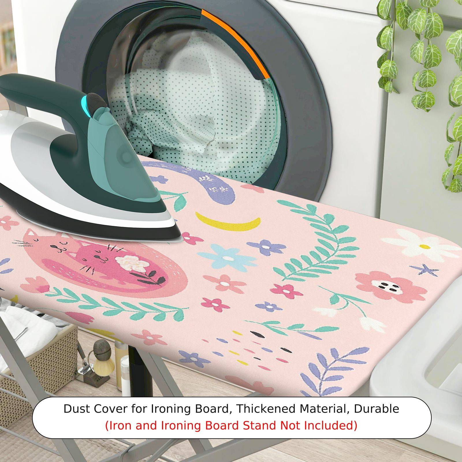 1-Piece Floral Cat  Ironing Board Cover, Universal Size, Without Board