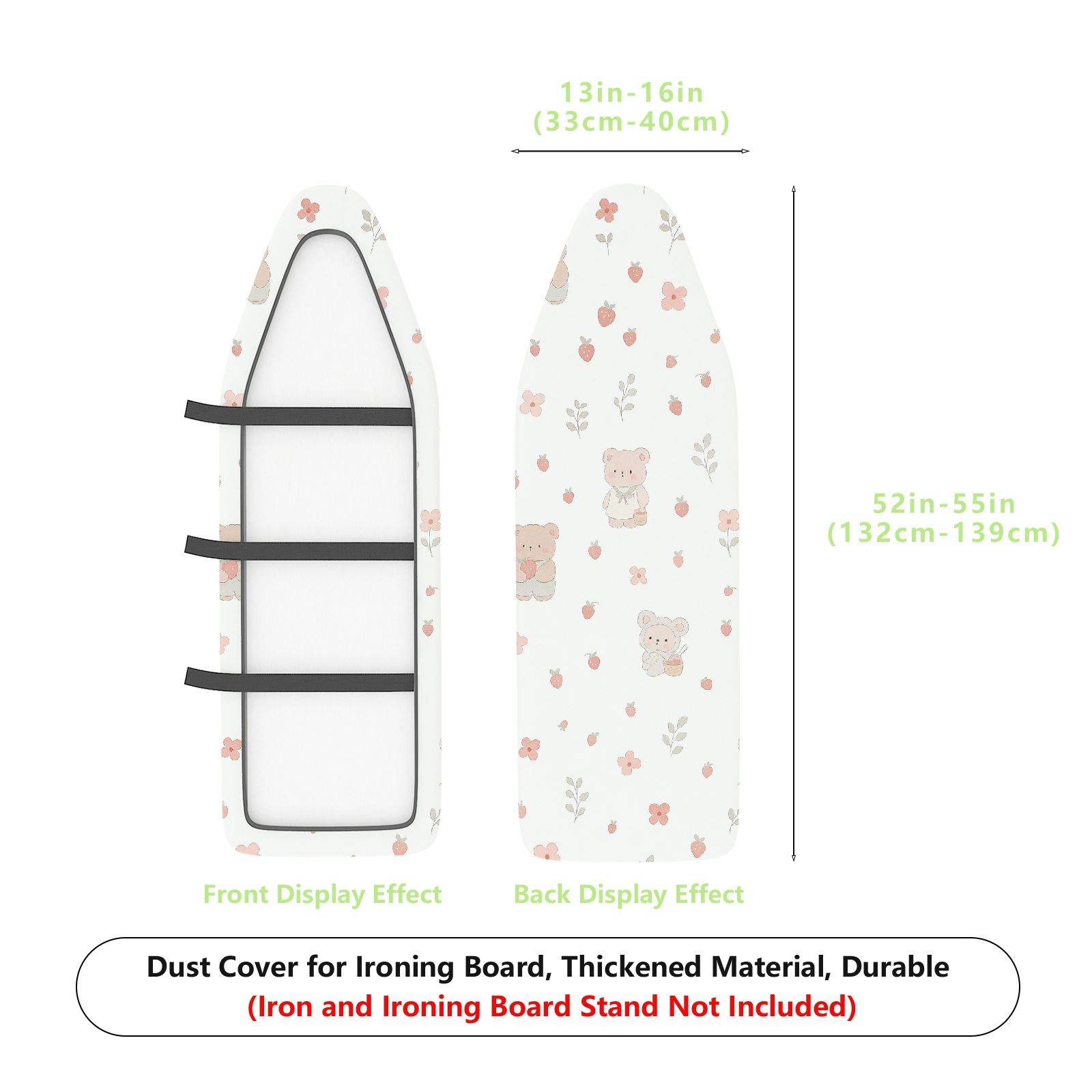 1-Piece Cute Bear Floral Strawberry  Ironing Board Cover, Universal Size, Without Board