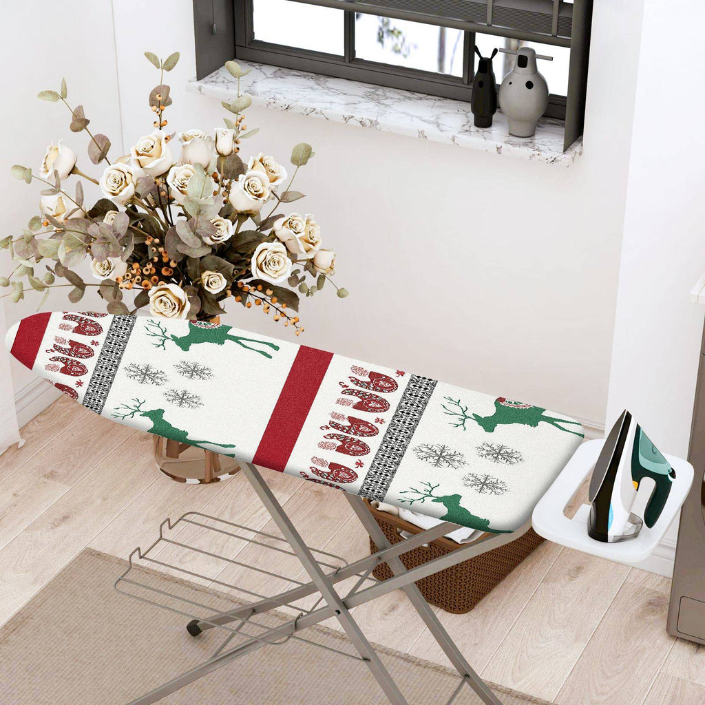 1-Piece Reindeer Snowflake Red  Ironing Board Cover, Universal Size, Without Board