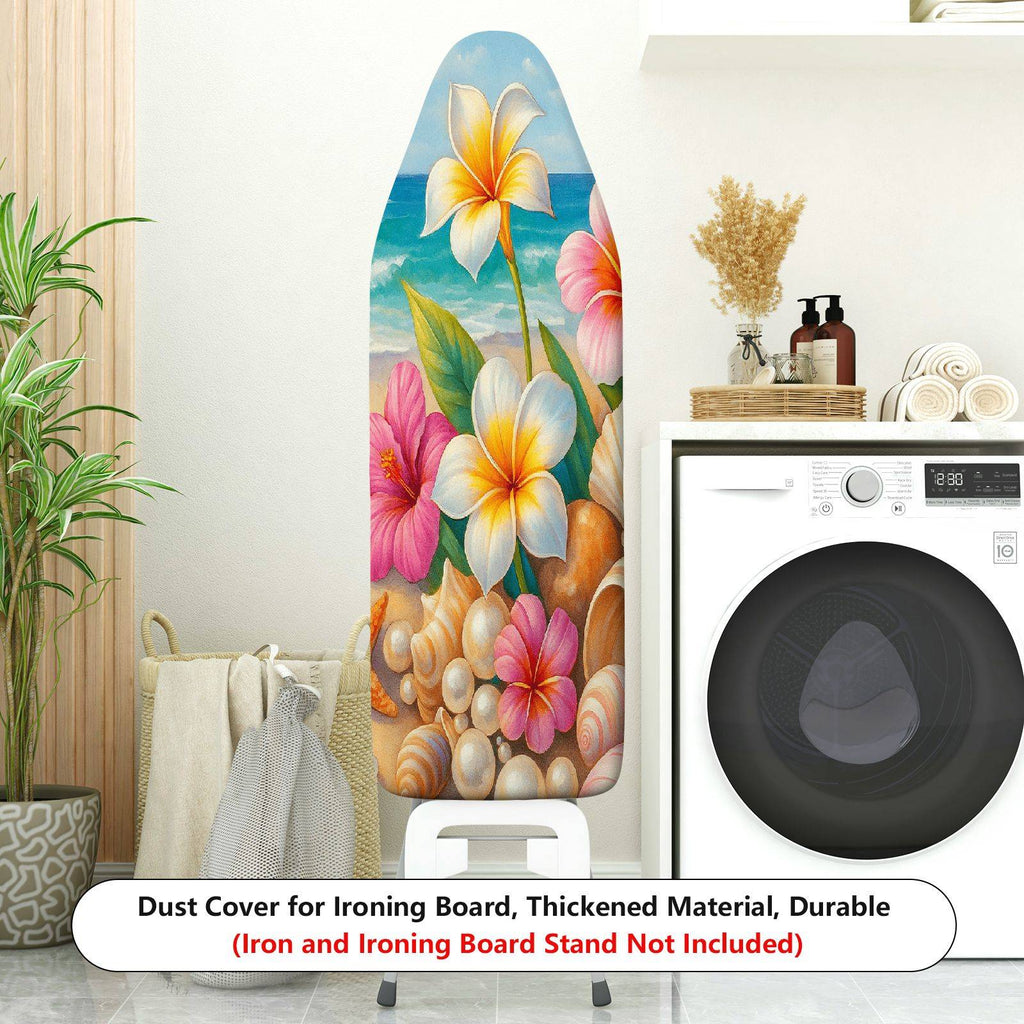 1-Piece Tropical Beach Floral Shell  Ironing Board Cover, Universal Size, Without Board