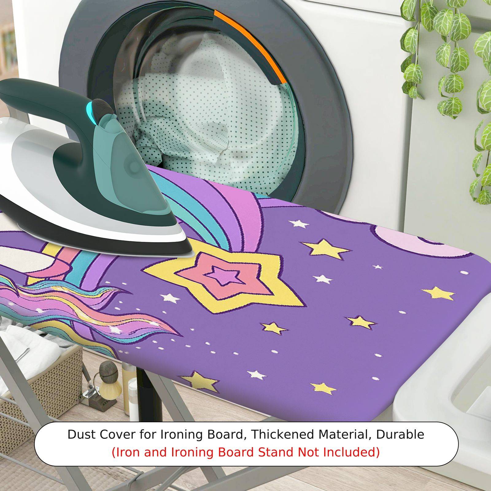 1-Piece Unicorn Rainbow Stars  Ironing Board Cover, Universal Size, Without Board