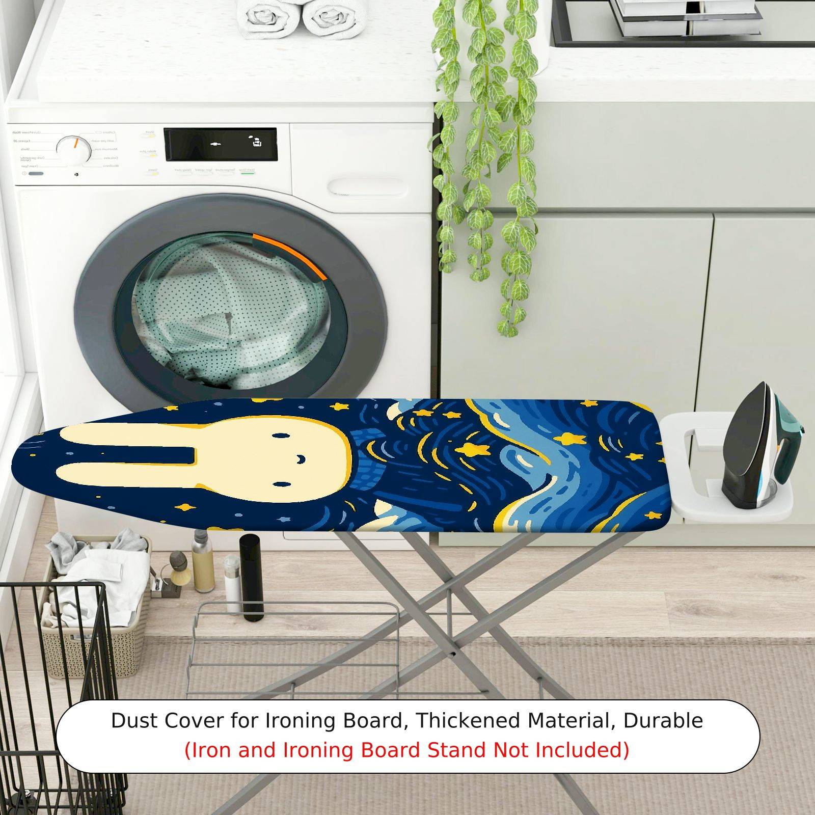 1-Piece Rabbit Starry Night Blue  Ironing Board Cover, Universal Size, Without Board