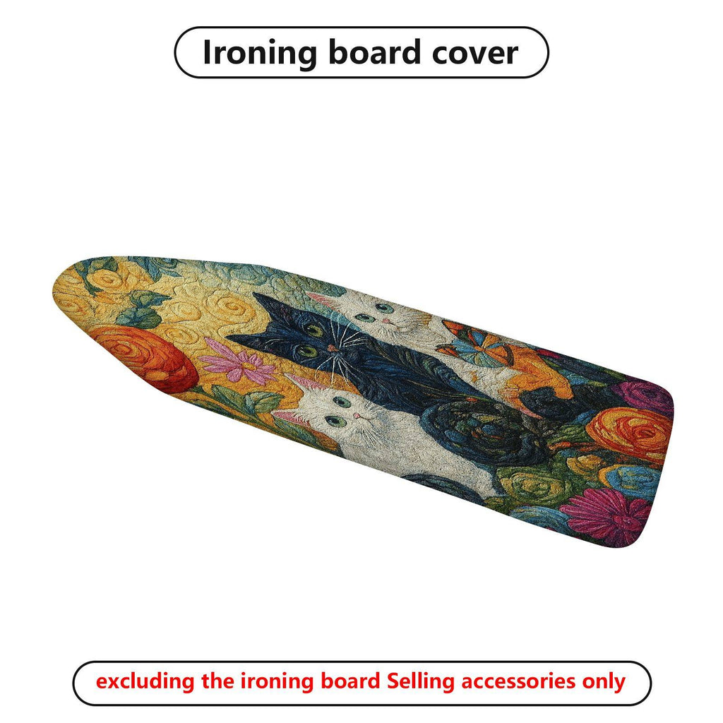 1-Piece Cat Floral Pattern Colorful  Ironing Board Cover, Universal Size, Without Board