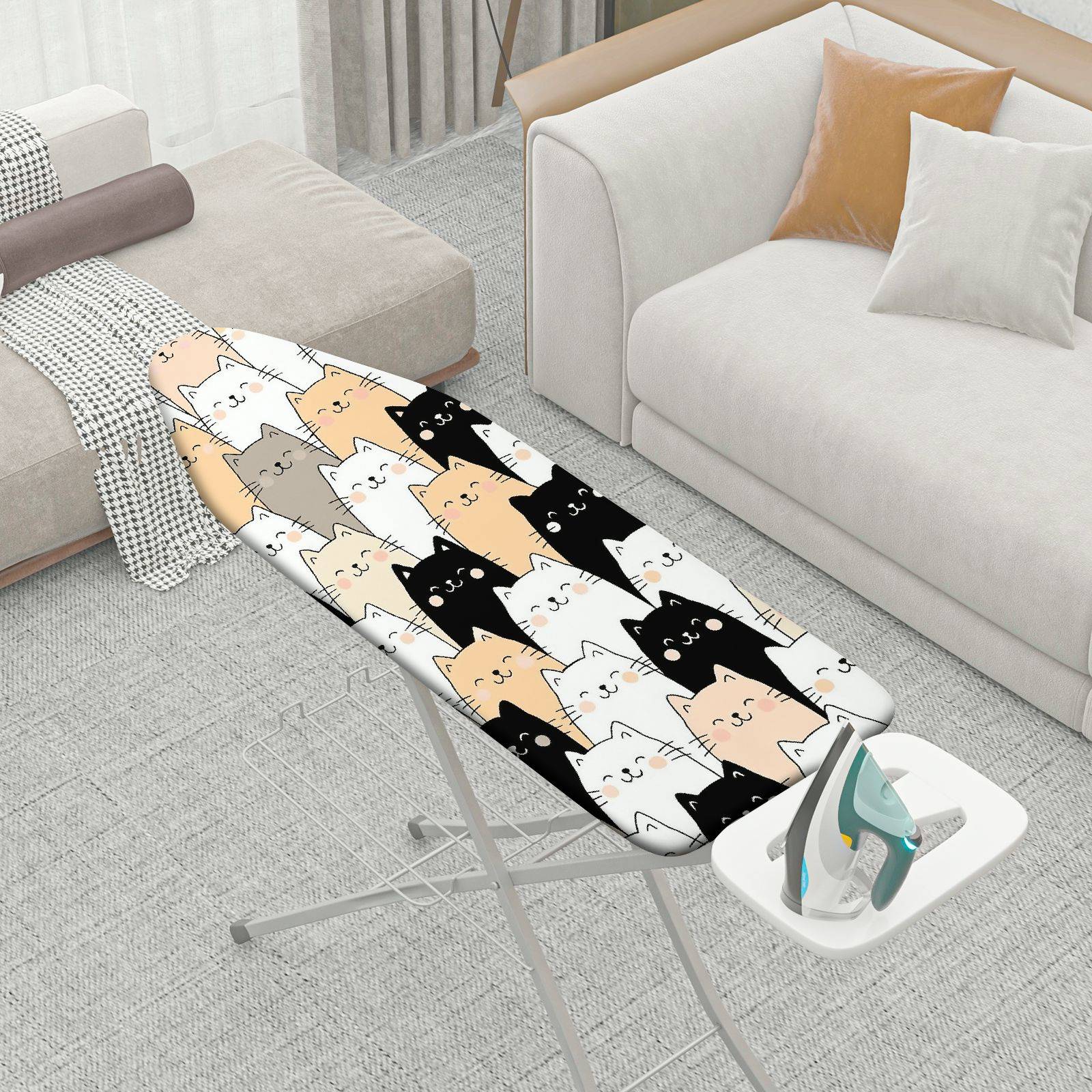 1-Piece Cat Pattern Minimalist Modern  Ironing Board Cover, Universal Size, Without Board