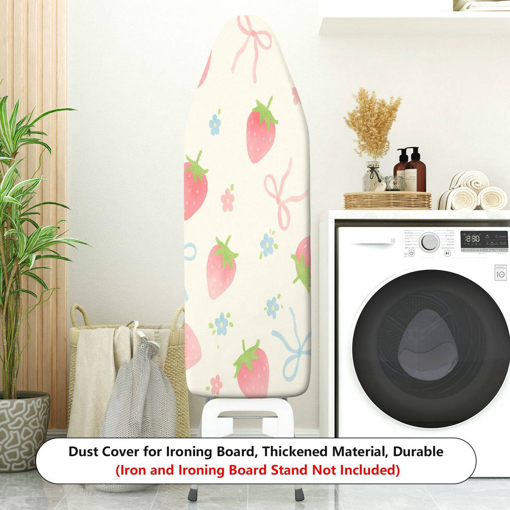 1-Piece Strawberry Floral Ribbon  Ironing Board Cover, Universal Size, Without Board
