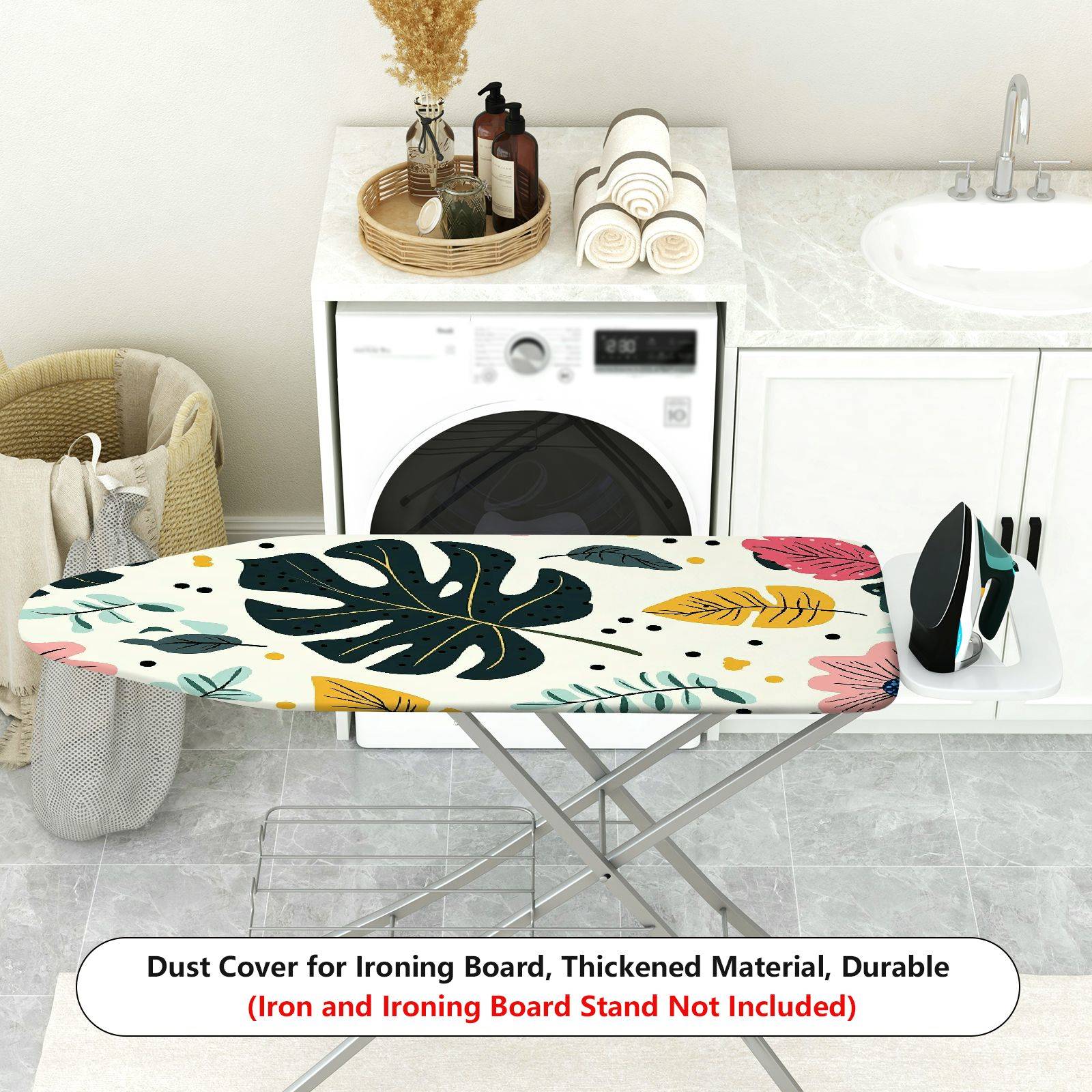 1-Piece Tropical Plant Leaf Pattern Jungle Style  Ironing Board Cover, Universal Size, Without Board