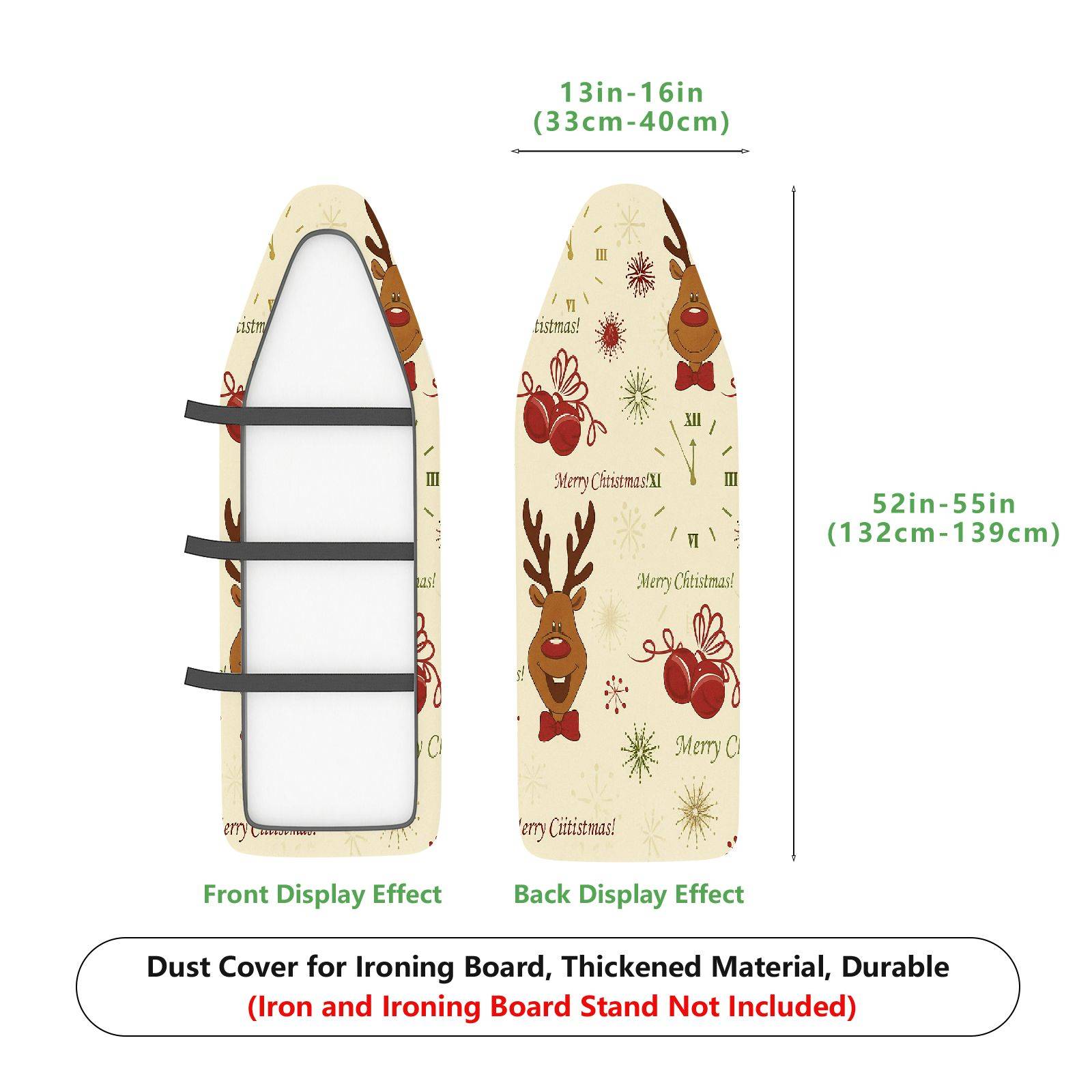 1-Piece Reindeer Snowflakes Bells  Ironing Board Cover, Universal Size, Without Board