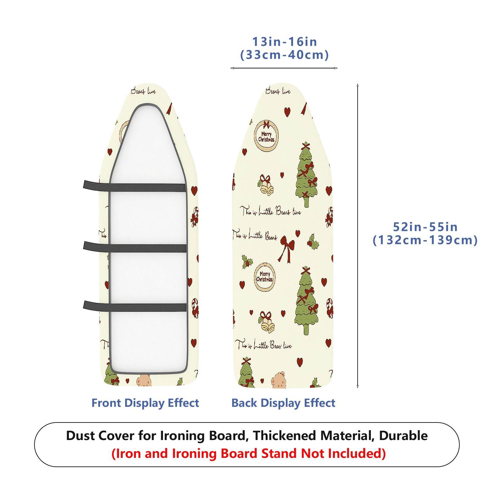 1-Piece Christmas Tree Merry Christmas Bow  Ironing Board Cover, Universal Size, Without Board