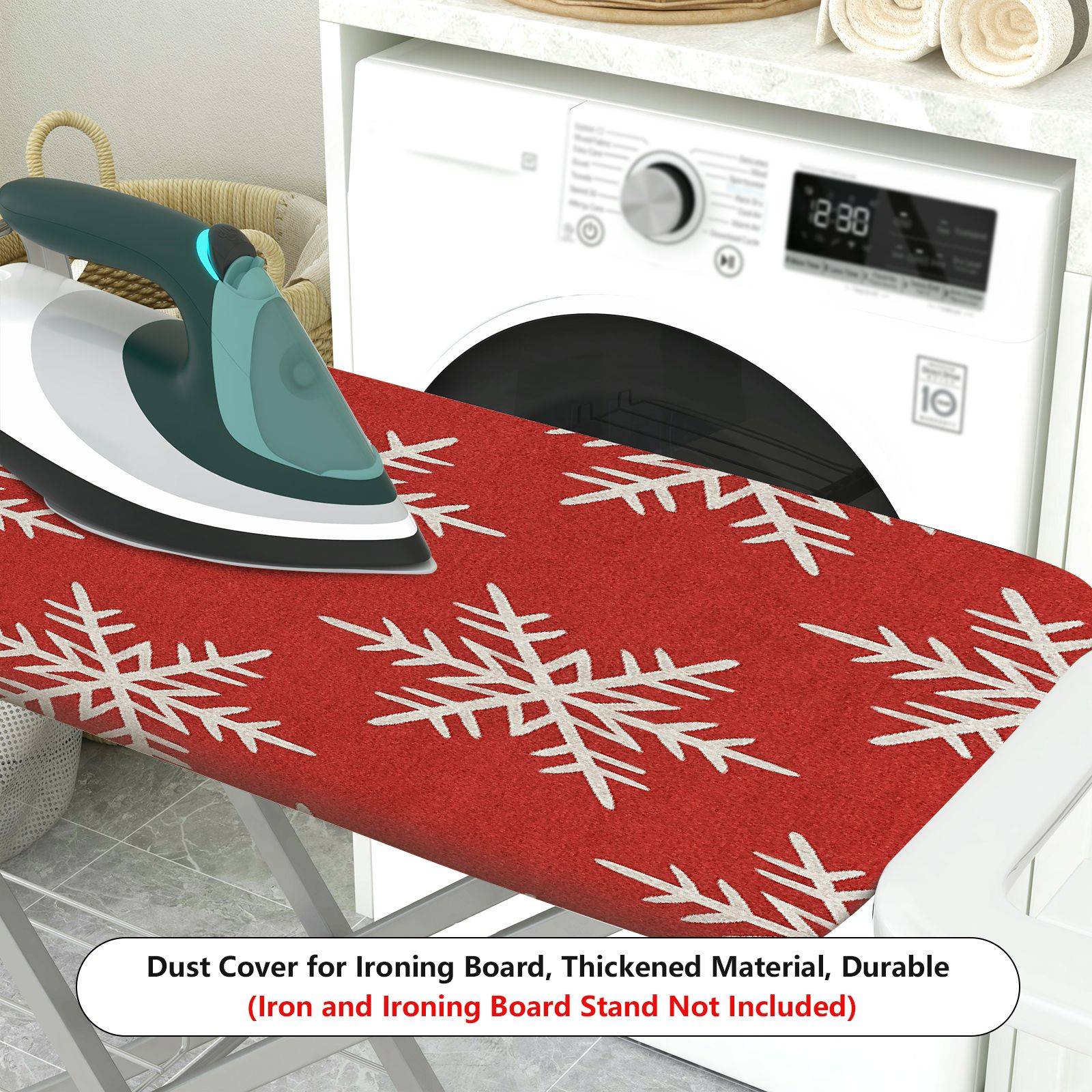 1-Piece Snowflake Red Christmas Holiday  Ironing Board Cover, Universal Size, Without Board