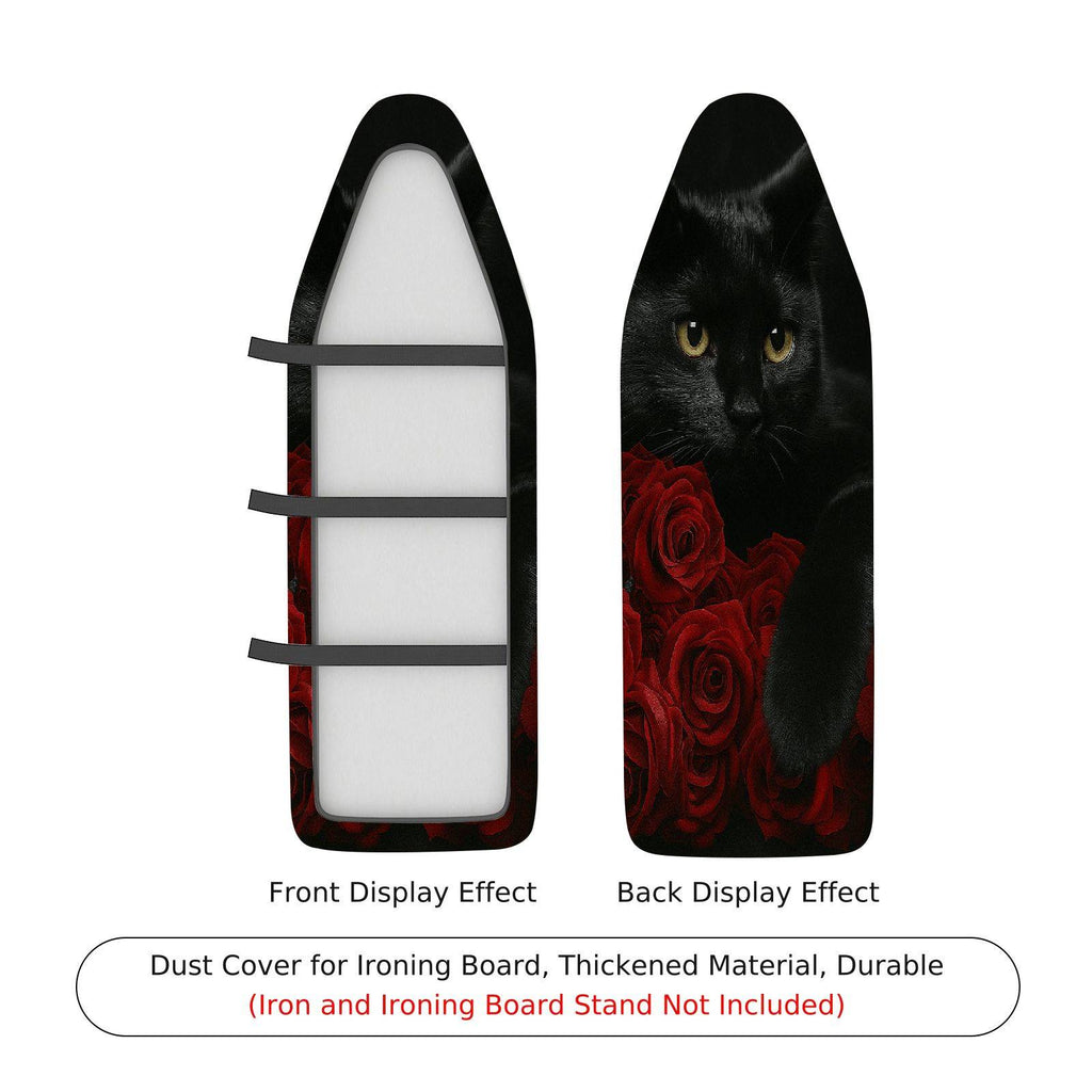 1-Piece Black Cat Rose Floral  Ironing Board Cover, Universal Size, Without Board