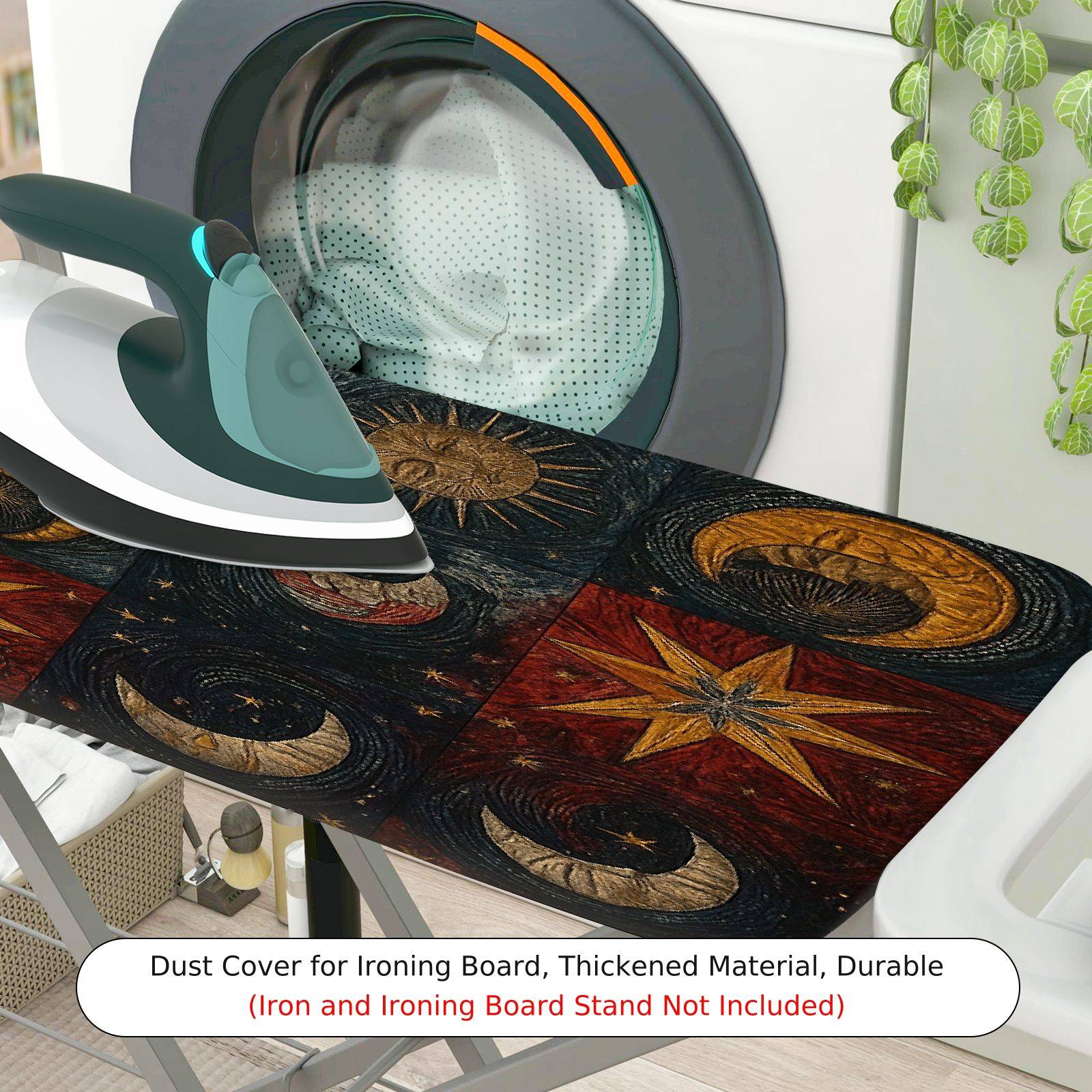 1-Piece Starry Night Moon Sun  Ironing Board Cover, Universal Size, Without Board
