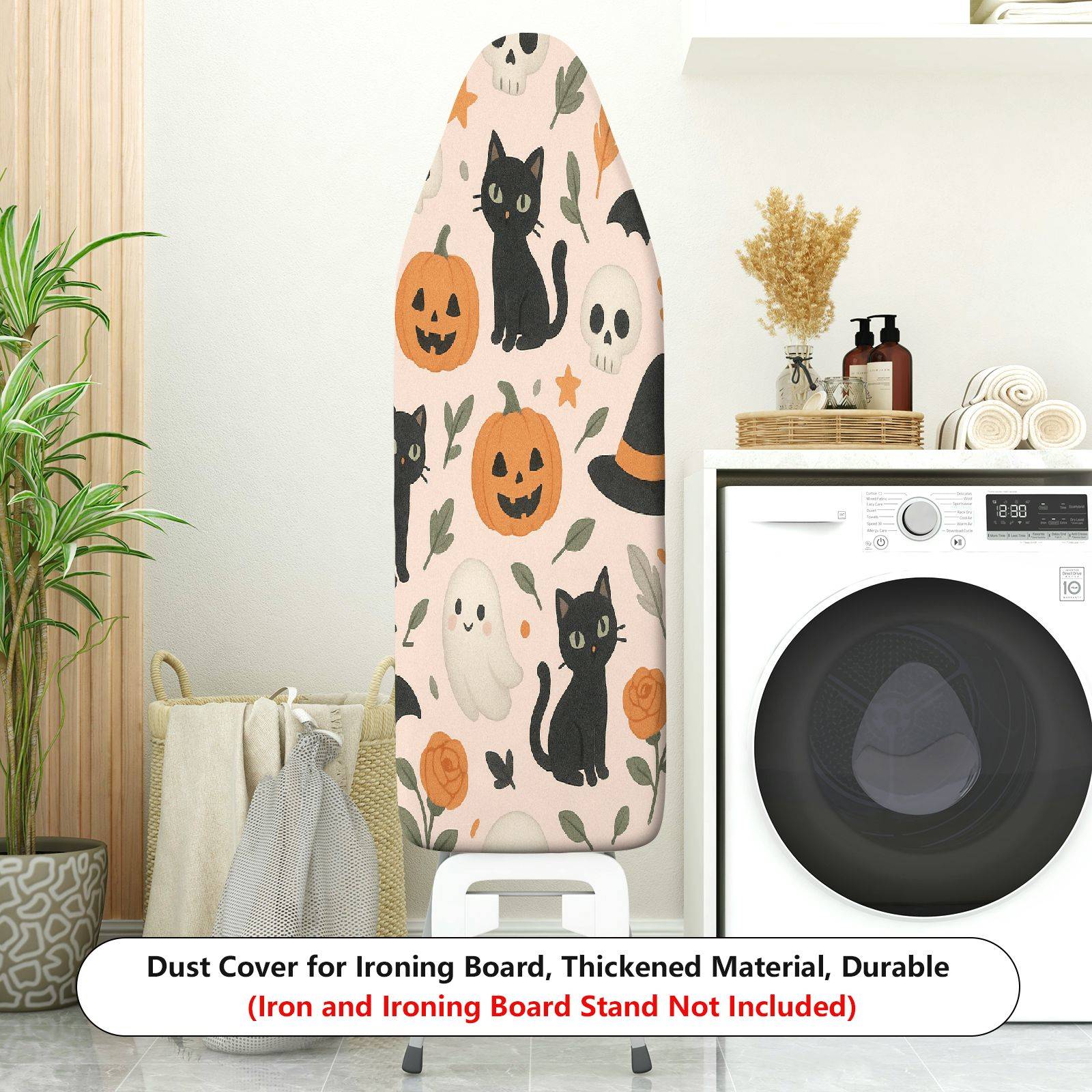 1-Piece Halloween Black Cat Pumpkin Ghost  Ironing Board Cover, Universal Size, Without Board