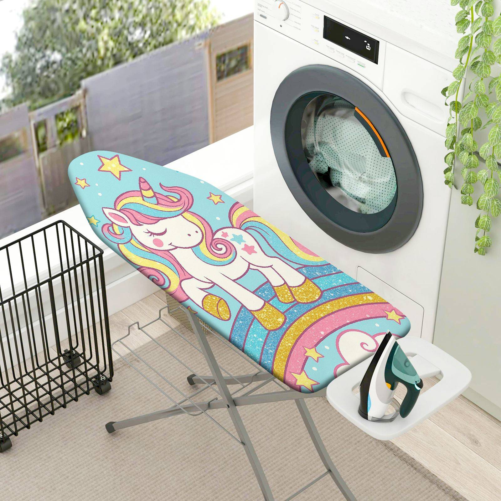 1-Piece Unicorn Rainbow Star  Ironing Board Cover, Universal Size, Without Board