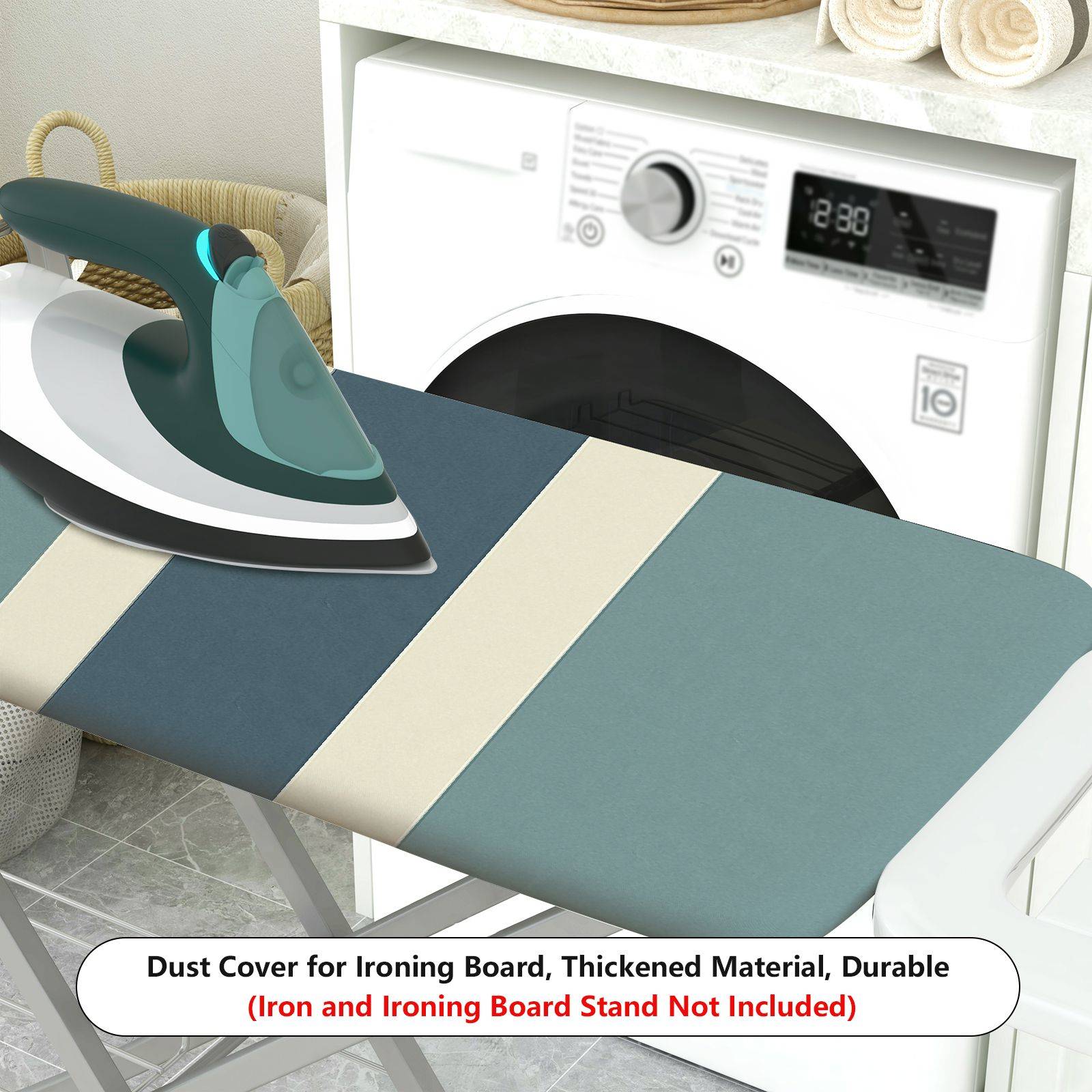 1-Piece Striped Pattern Blue Grey  Ironing Board Cover, Universal Size, Without Board