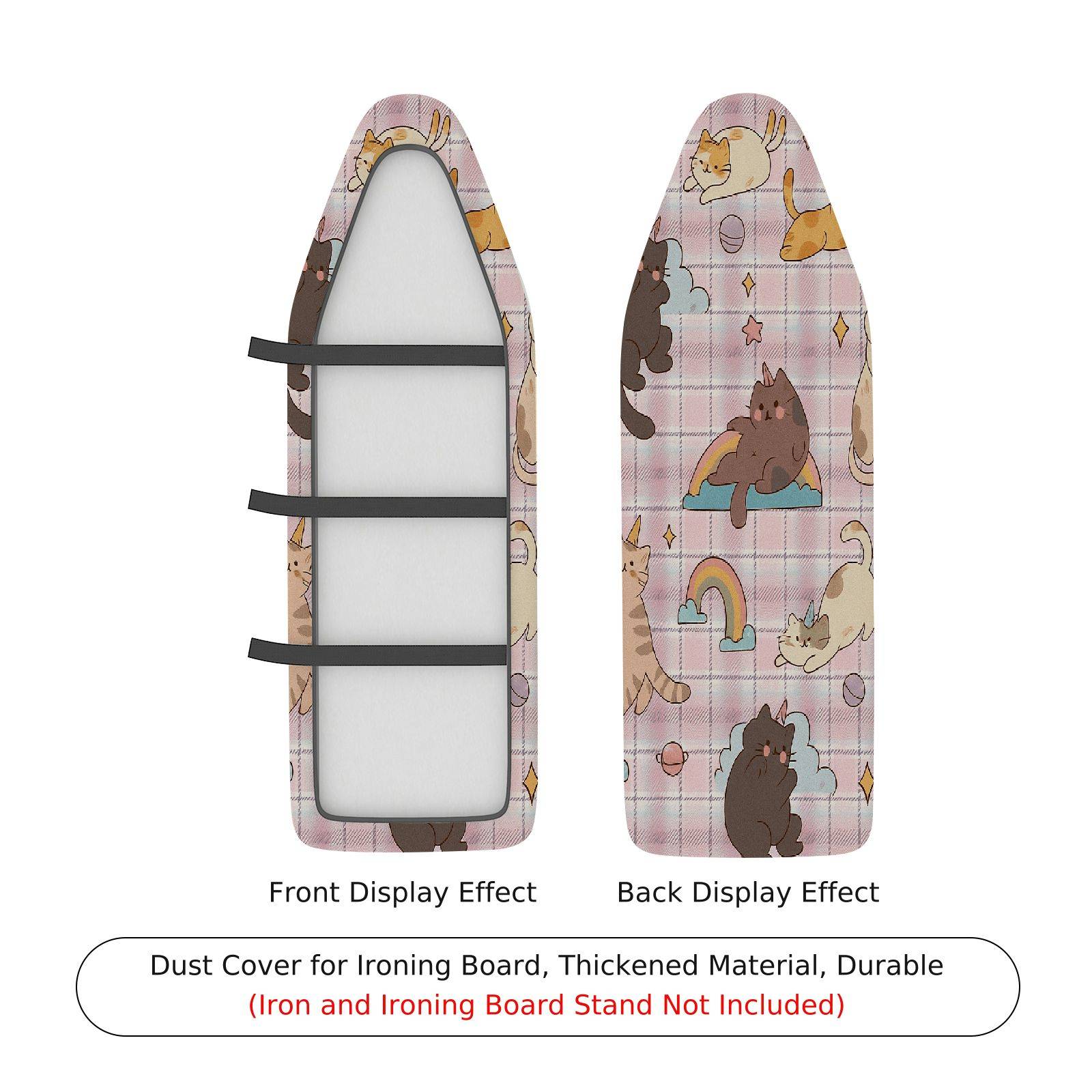 1-Piece Cat Rainbow Plaid  Ironing Board Cover, Universal Size, Without Board